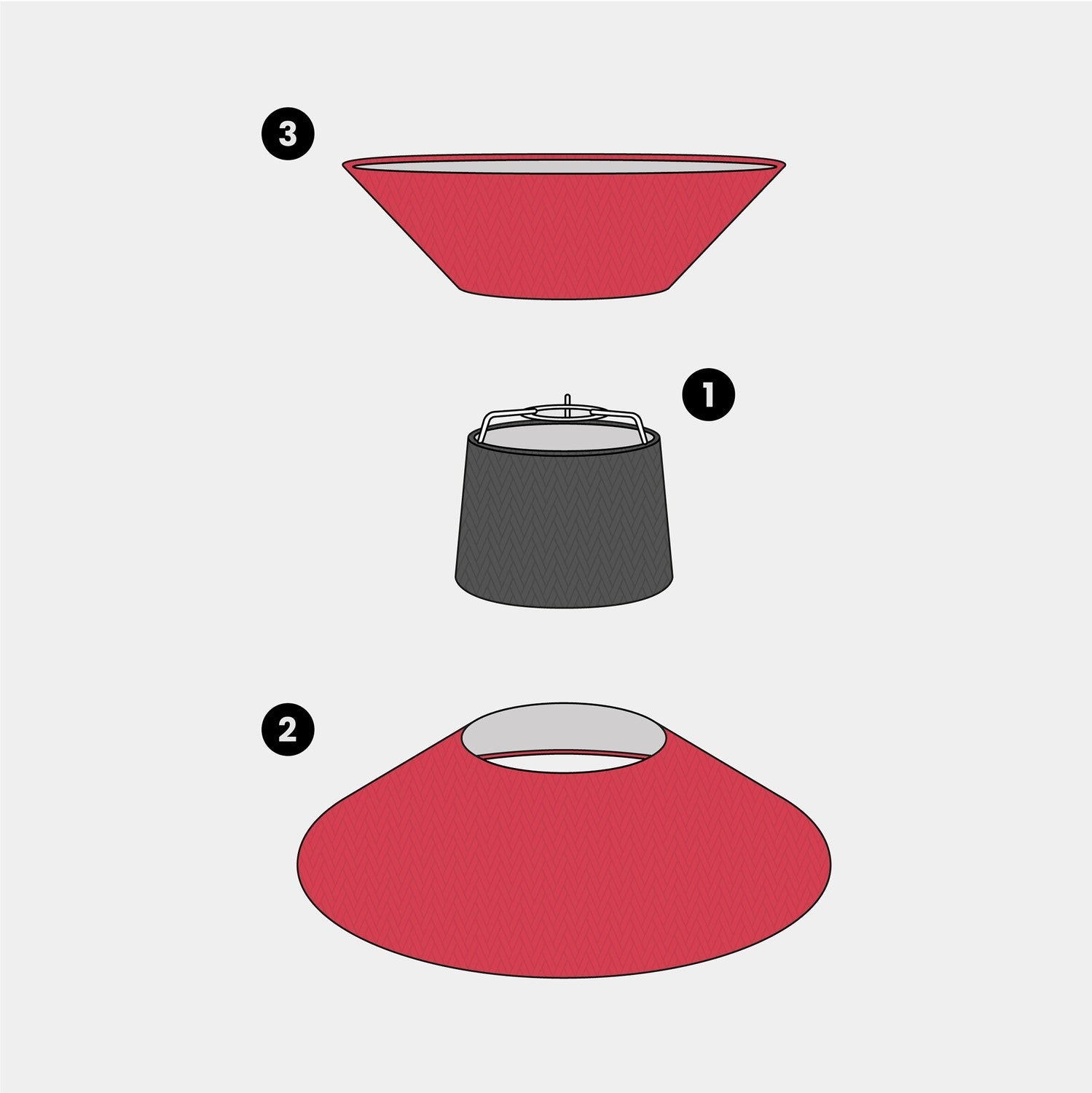 Paralume in tessuto Clessidra Teletta rosso - Made in Italy - Creative Cables