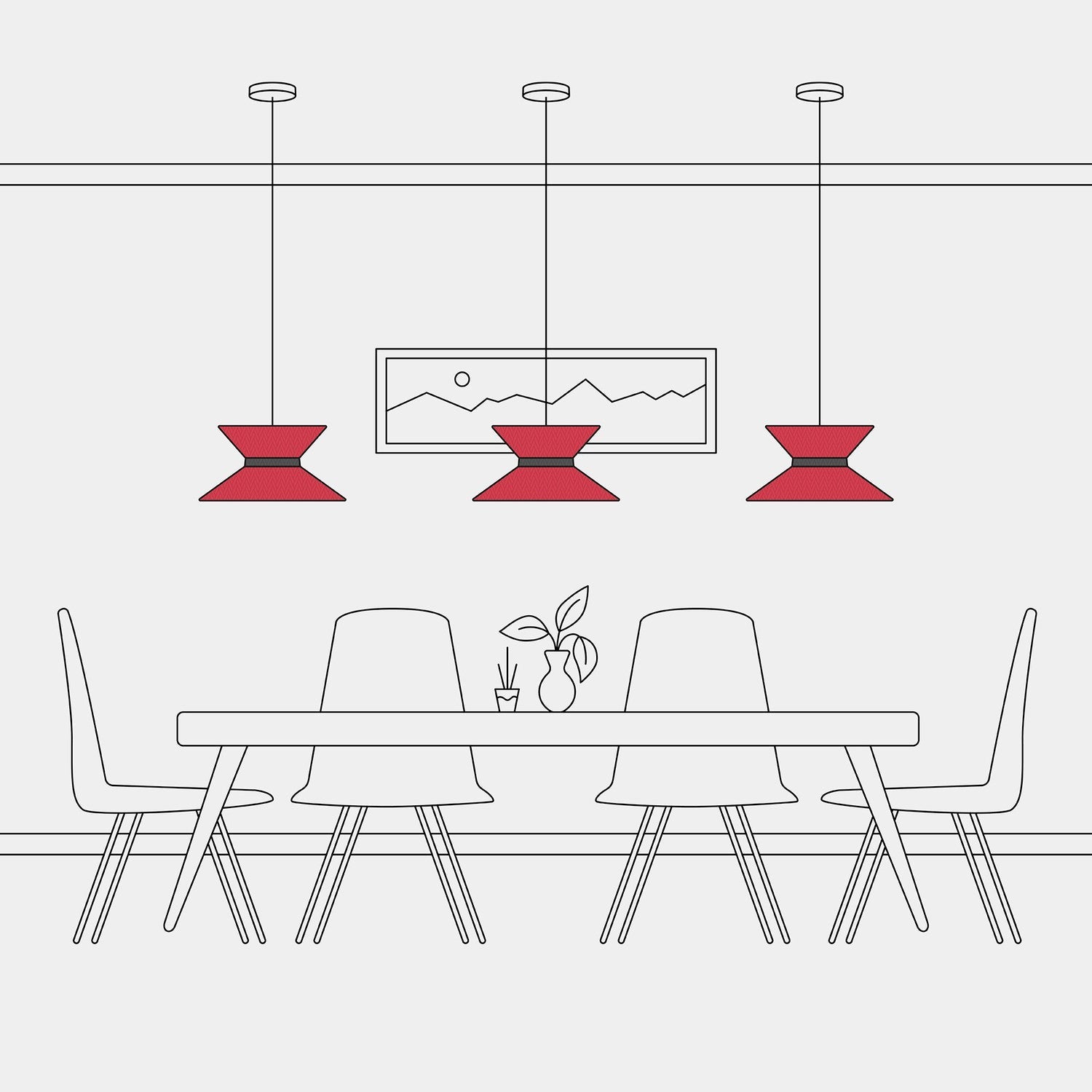 Paralume in tessuto Clessidra Teletta rosso - Made in Italy - Creative Cables