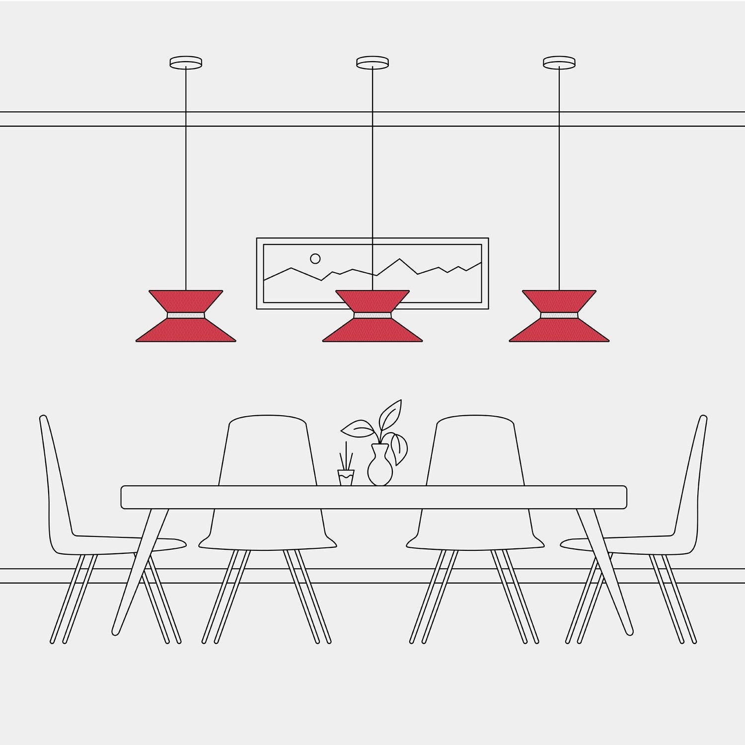 Paralume in tessuto Clessidra Teletta rosso - Made in Italy - Creative Cables