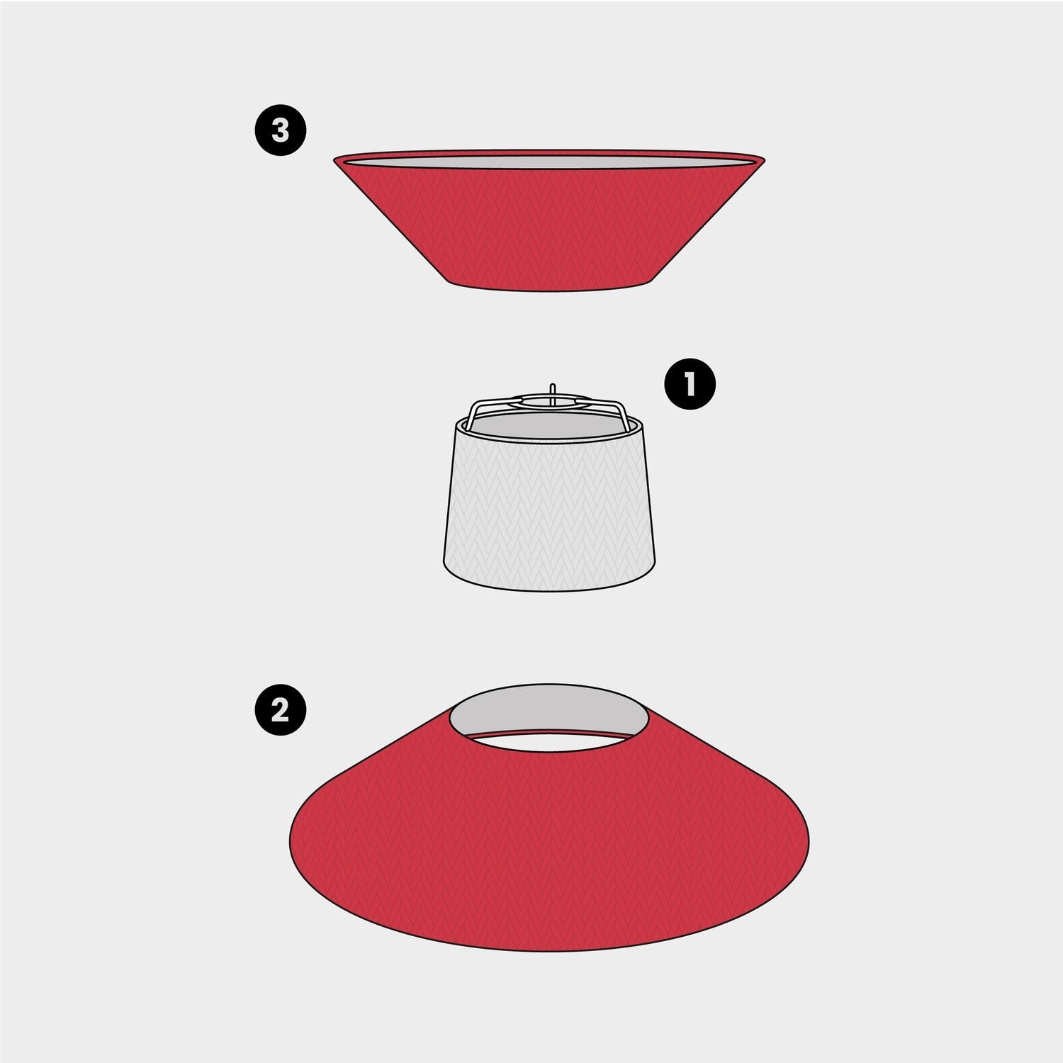 Paralume in tessuto Clessidra Teletta rosso - Made in Italy - Creative Cables