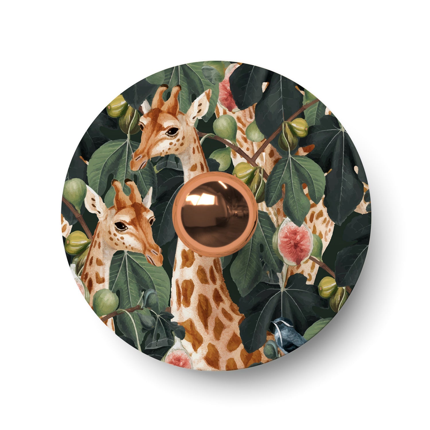 Paralume mini piatto Ellepì con animali della giungla 'Wildlife Whispers' Animali Giraffe, diametro 24 cm - Made in Italy