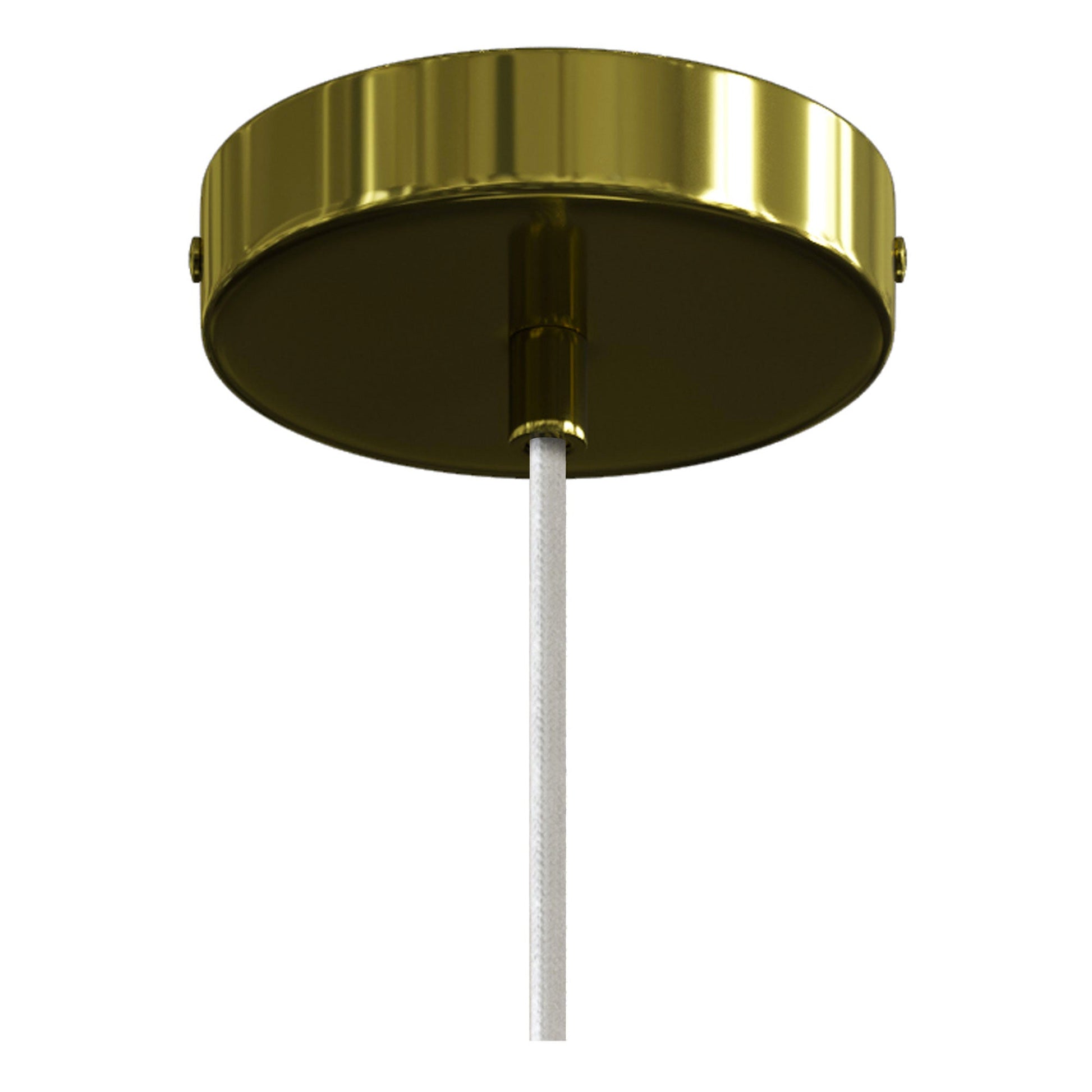 Pendant lamp with textile cable and contrasting metal details - Brass