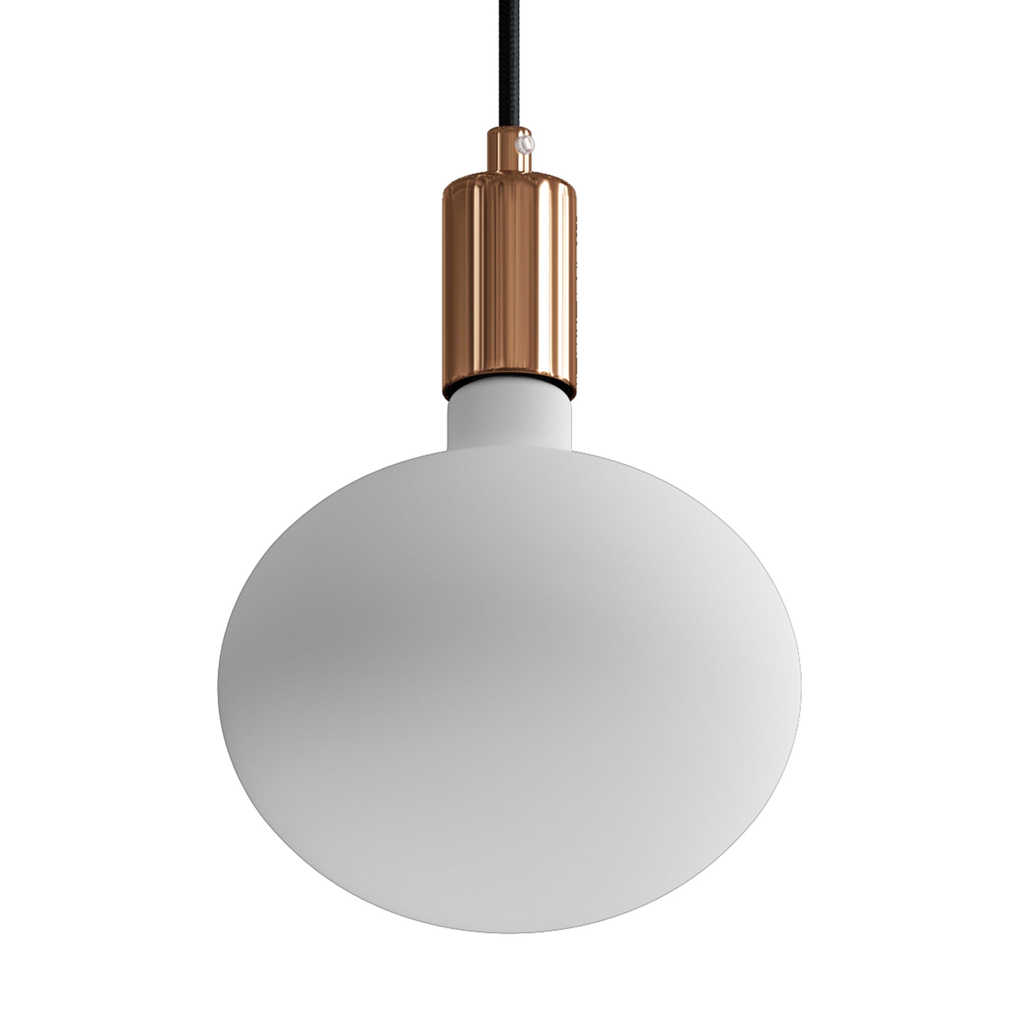 Pendant lamp with textile cable and contrasting metal details - Copper