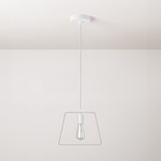 Lampada a sospensione completa di cavo tessile, paralume Duedì Base e finiture in metallo - Bianco