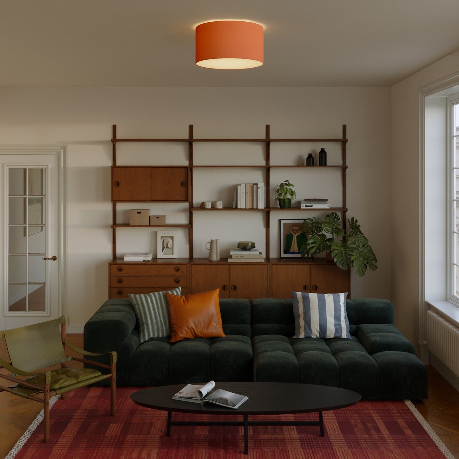 Plafoniera in tessuto Medium Cinette aragosta - Made in Italy