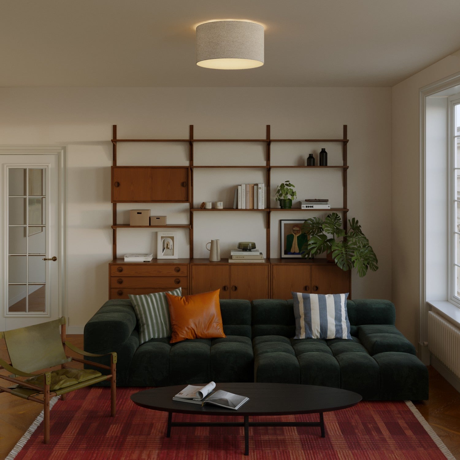 Plafoniera in tessuto Medium - Made in Italy - Lana Beige