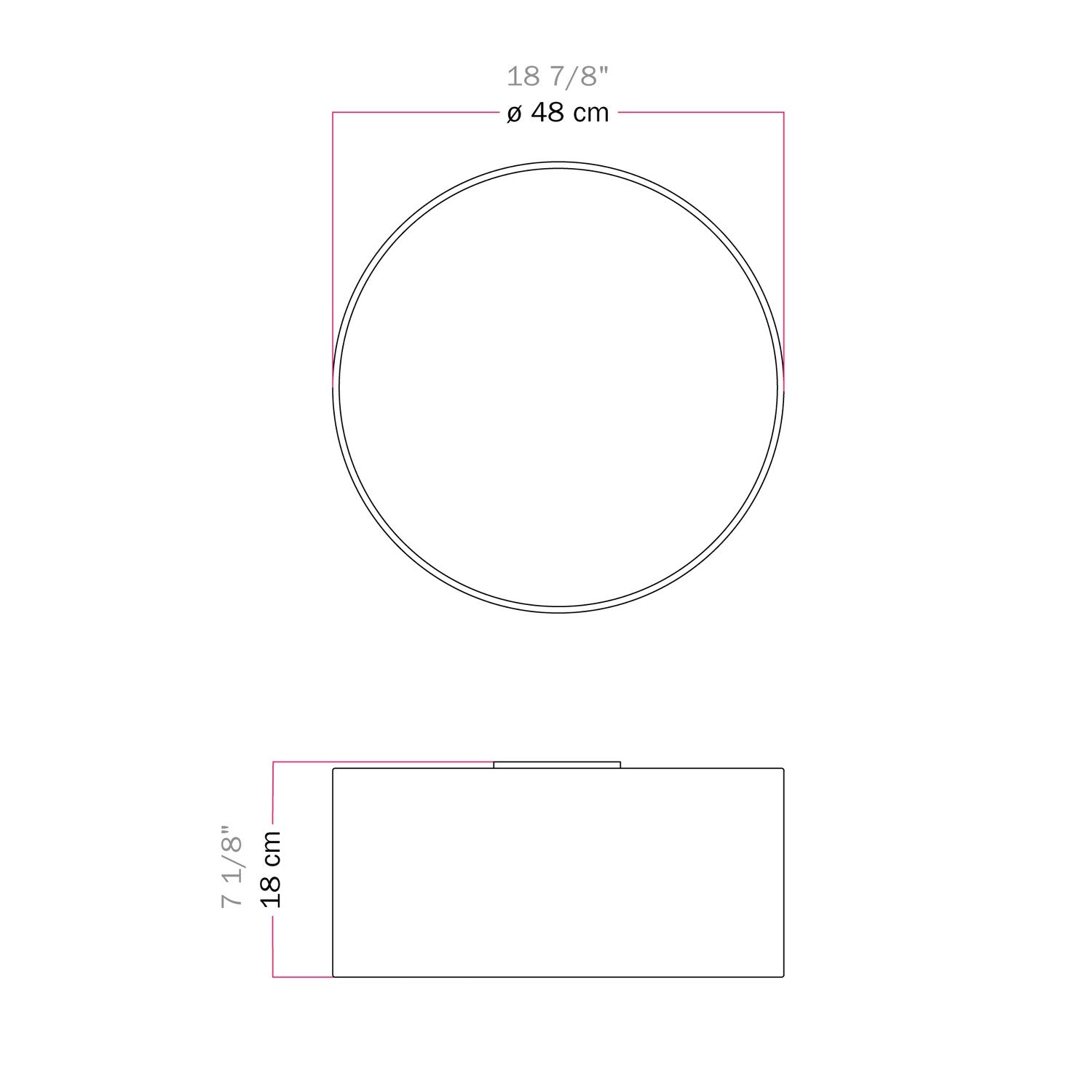 Plafoniera in tessuto Medium Slim - Made in Italy - Lana Sabbia