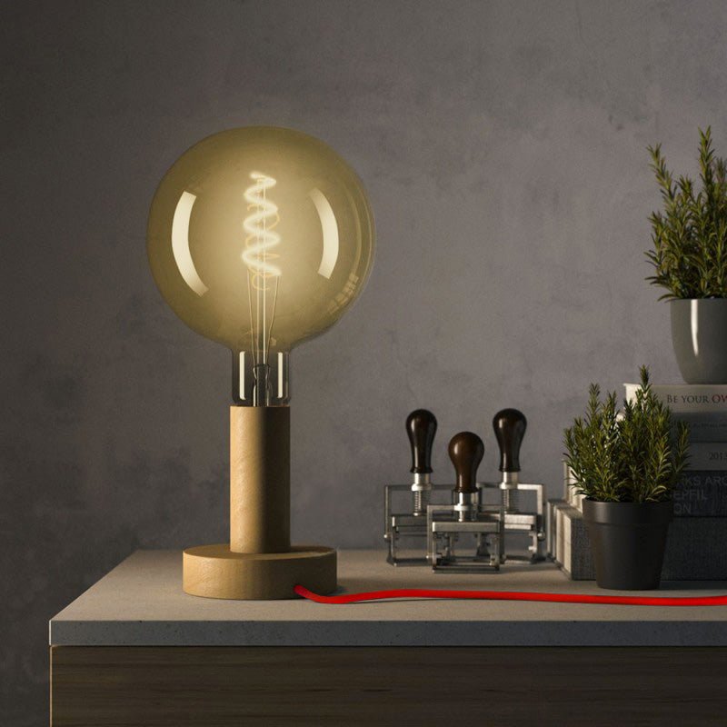 Posaluce - Lampada da tavolo in legno Large e spina UK - Neutro