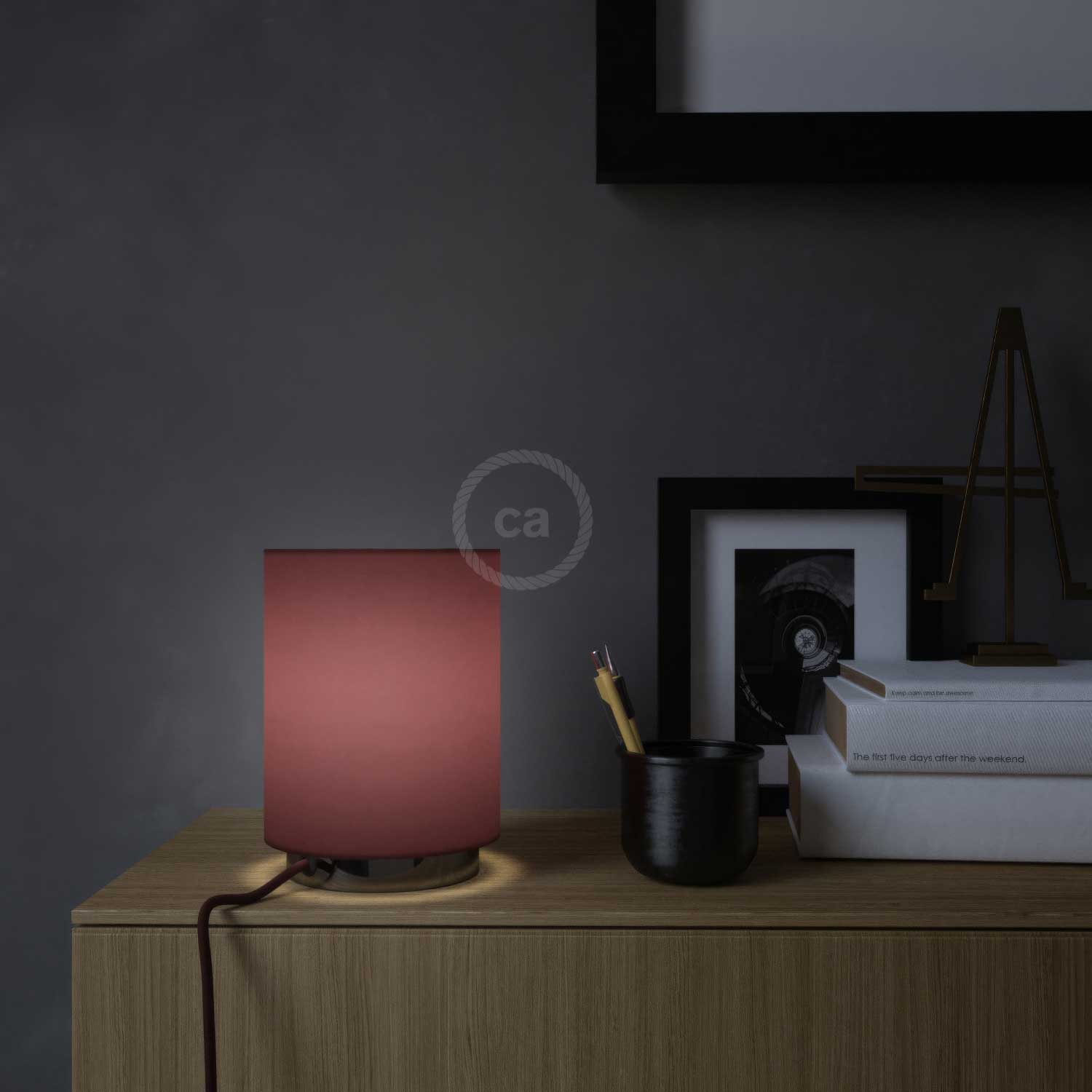 Posaluce metal base with Cilindro Lampshade - Teletta Bordeaux