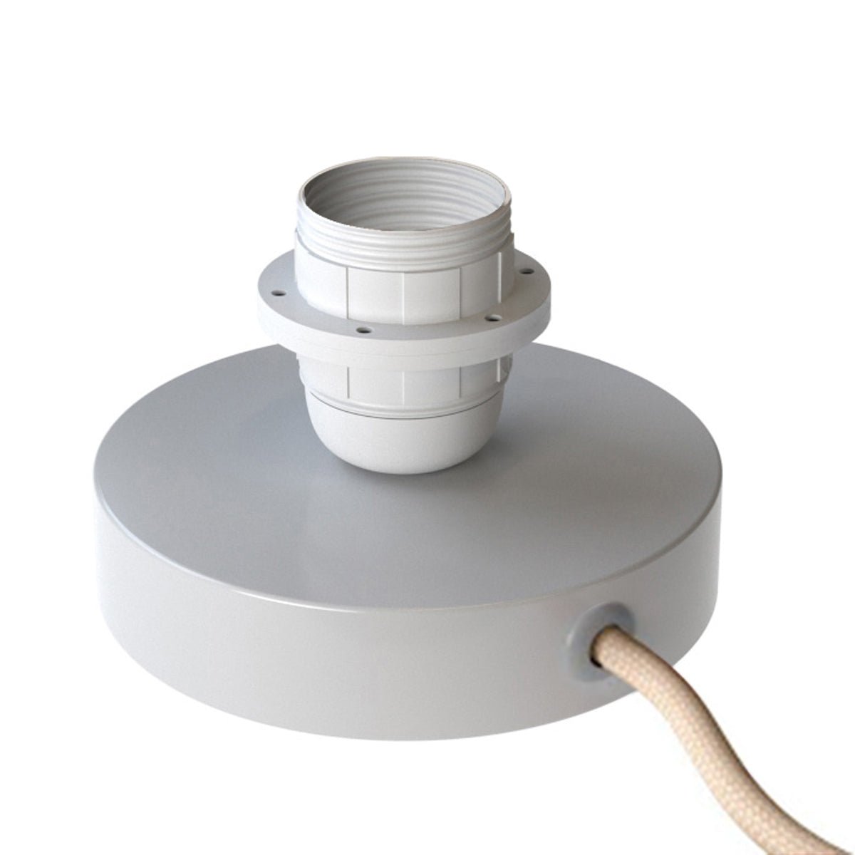 Posaluce per paralume - Lampada da tavolo in metallo e spina UK - Bianco lucido