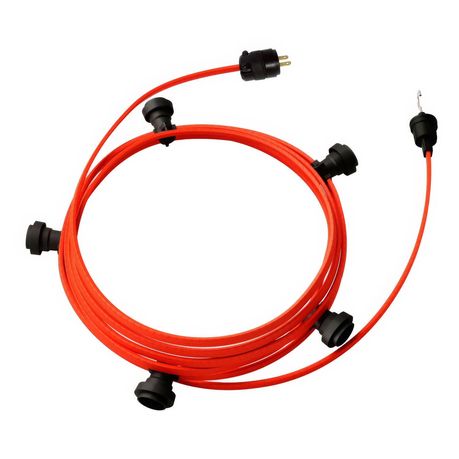 Ready-to-use 25ft String Light with 5 black Sockets, Hook and Plug - CF15