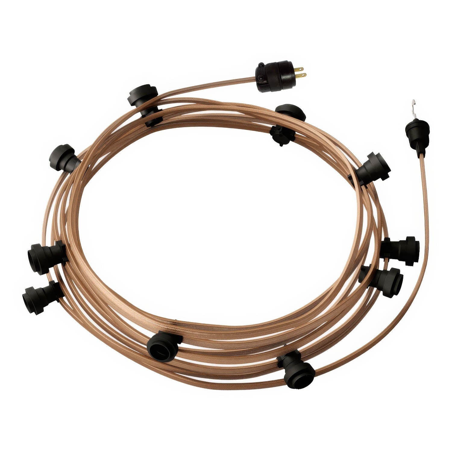 Ready-to-use 40ft String Light with 5 black Sockets, Hook and Plug - CM27