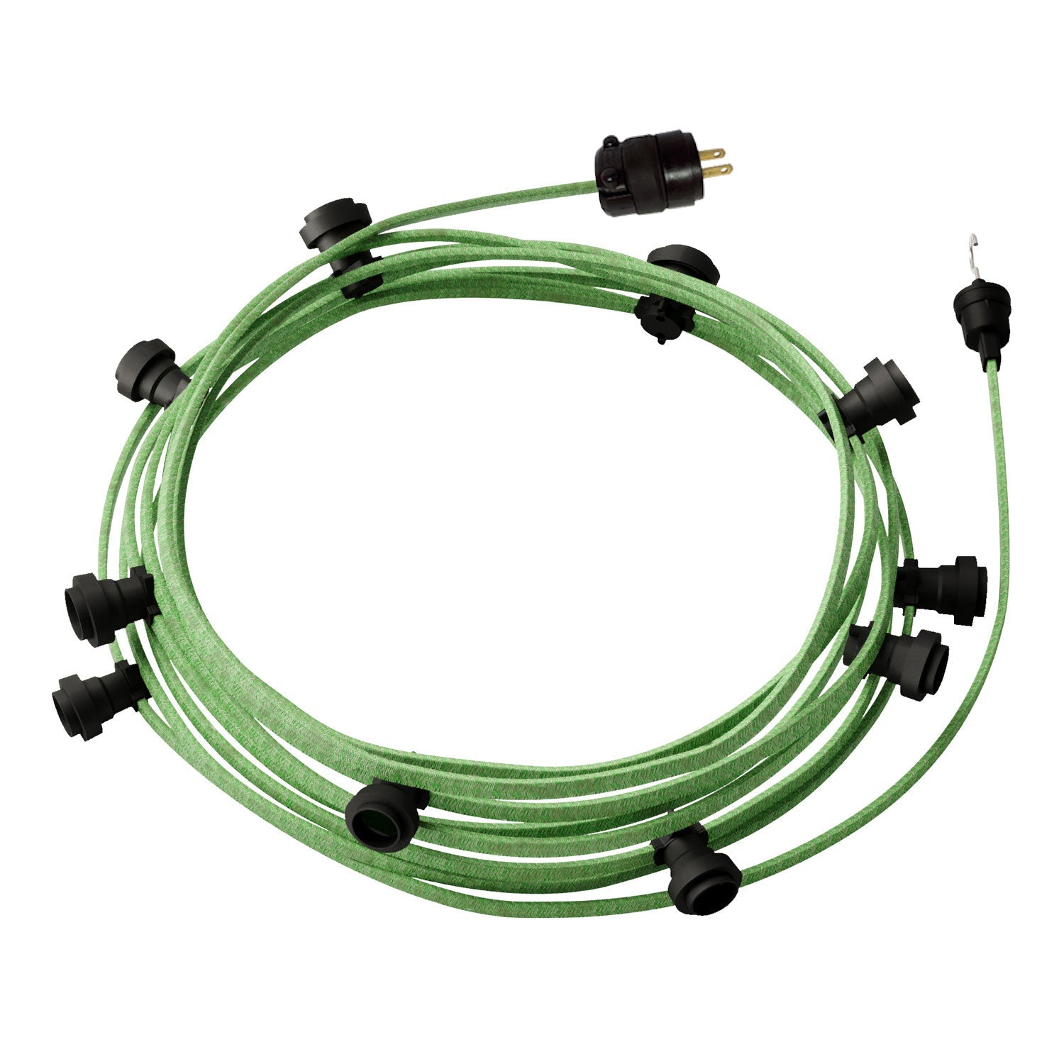 Ready-to-use 40ft String Light with 5 black Sockets, Hook and Plug - CX08