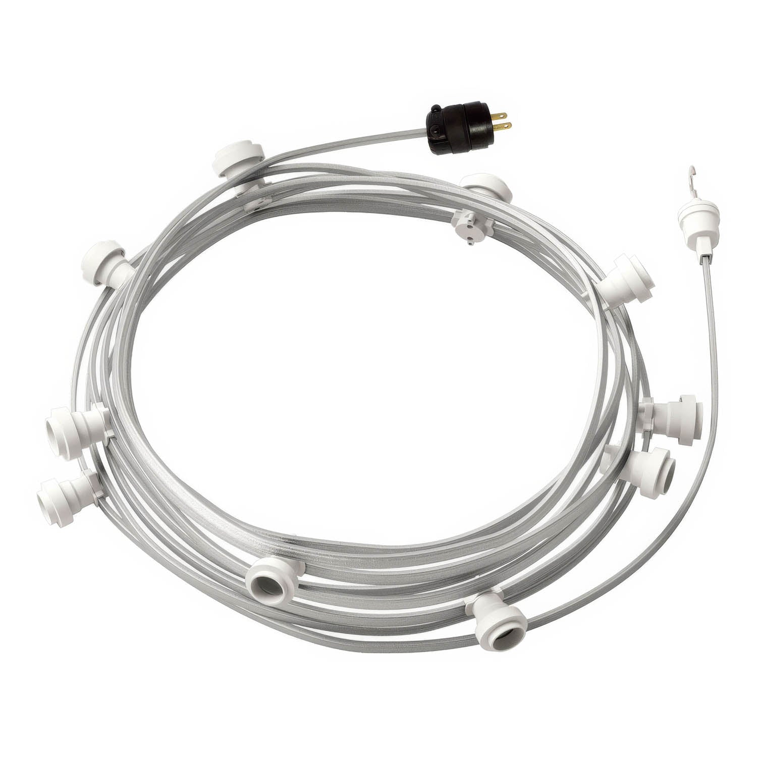 Ready-to-use 40ft String Light with 5 white Sockets, Hook and Plug - CM02