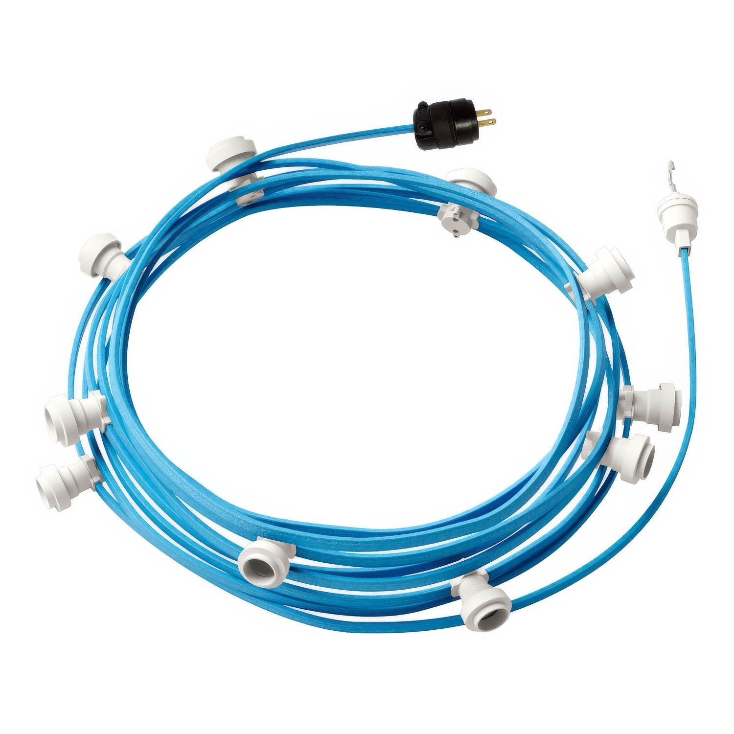 Ready-to-use 40ft String Light with 5 white Sockets, Hook and Plug - CM17