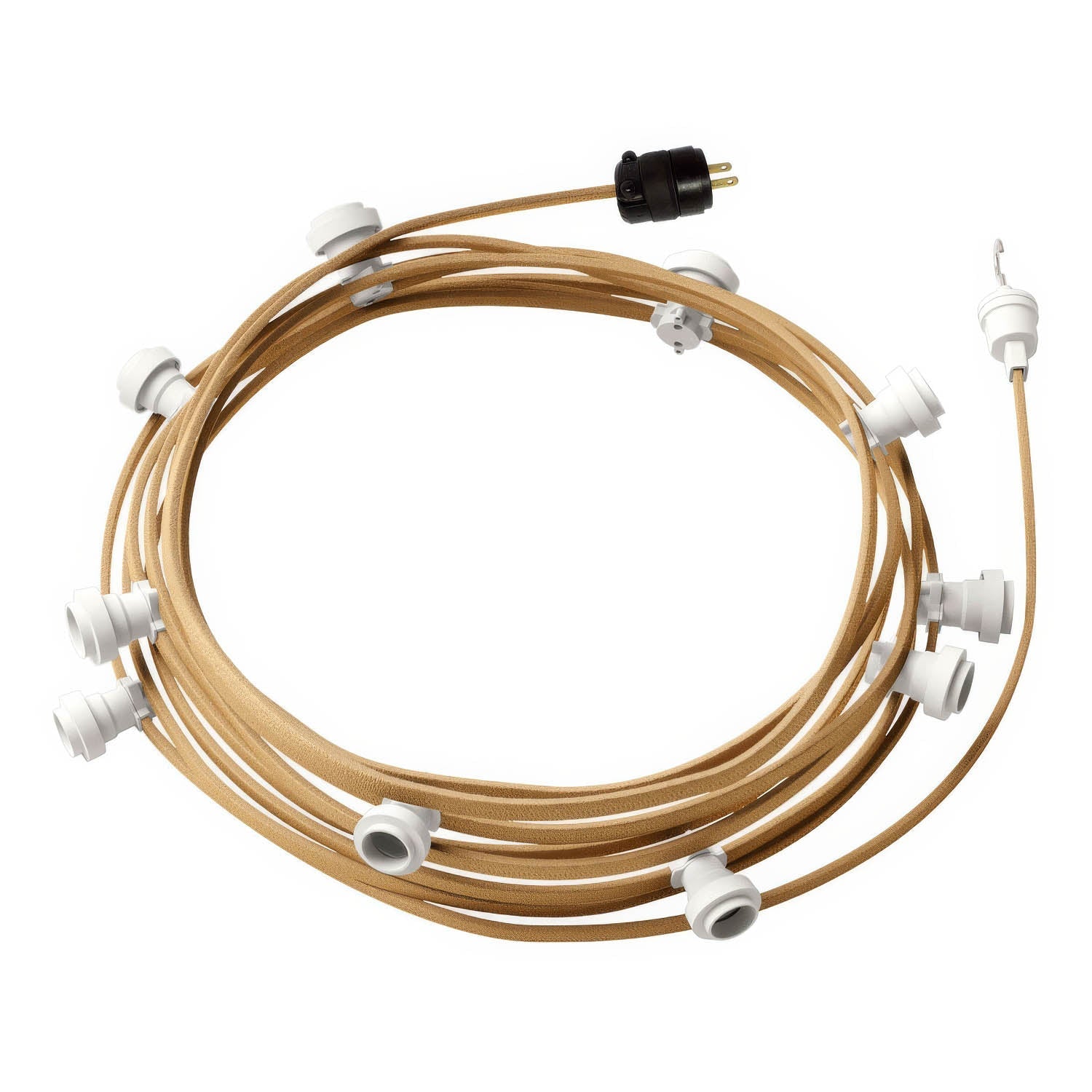 Ready-to-use 40ft String Light with 5 white Sockets, Hook and Plug - CN06