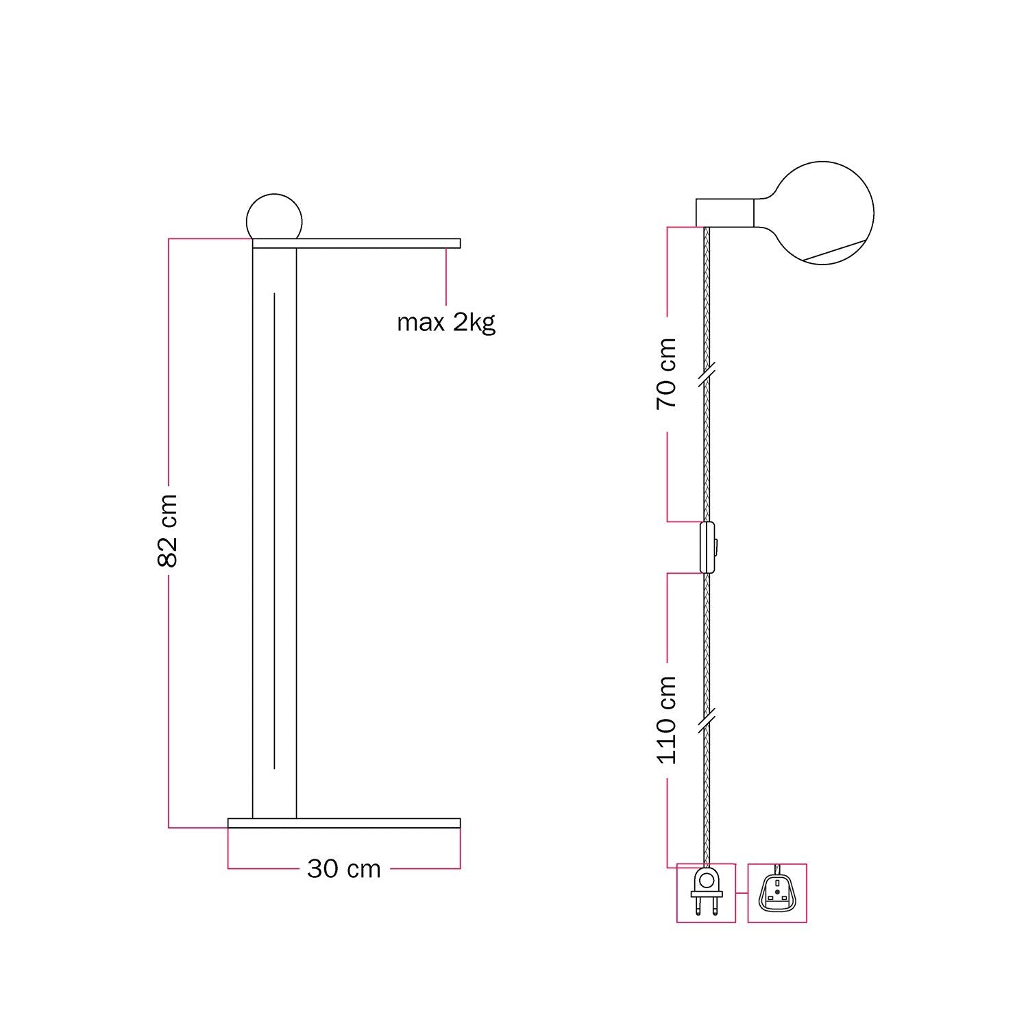 Rocco - Lampada da terra con lampadina Camo - Nero
