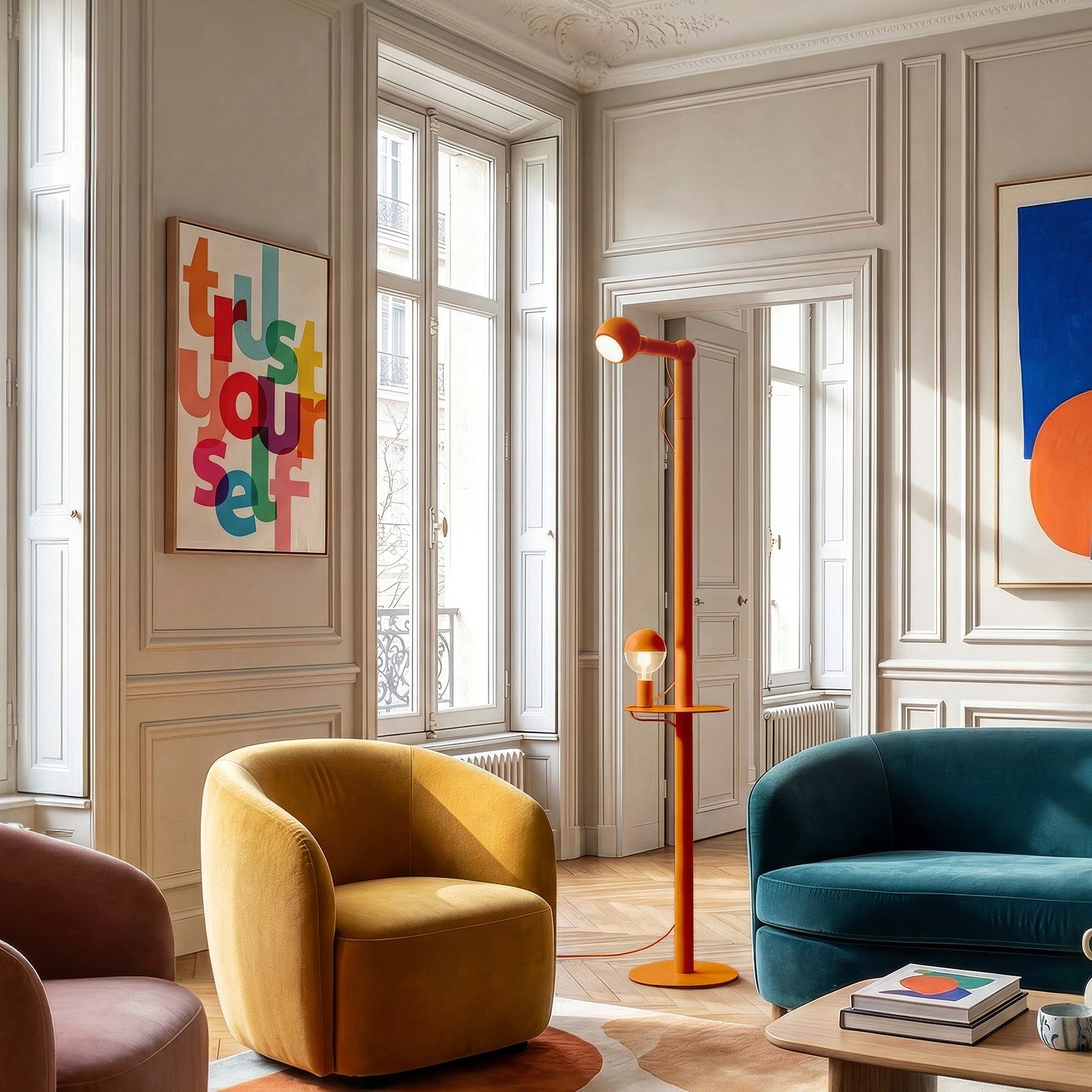 Rocco XXL - Lampada da terra con spina UK e lampadina Maria e Camo - Arancio