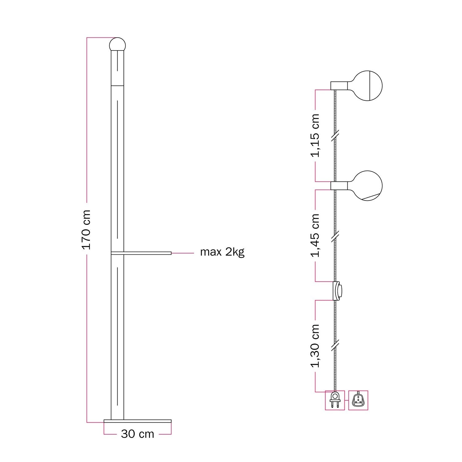 Rocco XXL - Lampada da terra multicolor con lampadina Maria e Camo