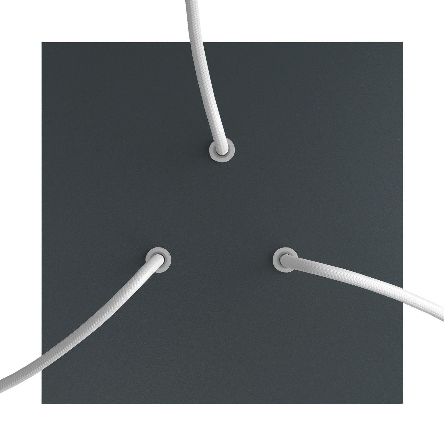 Rosone Rose - One quadrato, 200 mm con 3 fori e 4 fori laterali - Antracite - Creative Cables