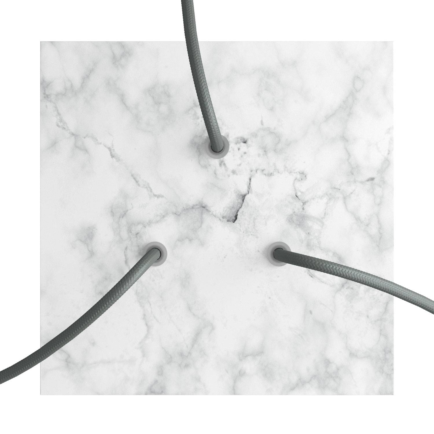 Rosone Rose-One quadrato, 200 mm con 3 fori e 4 fori laterali - Marmo Carrara Bianco