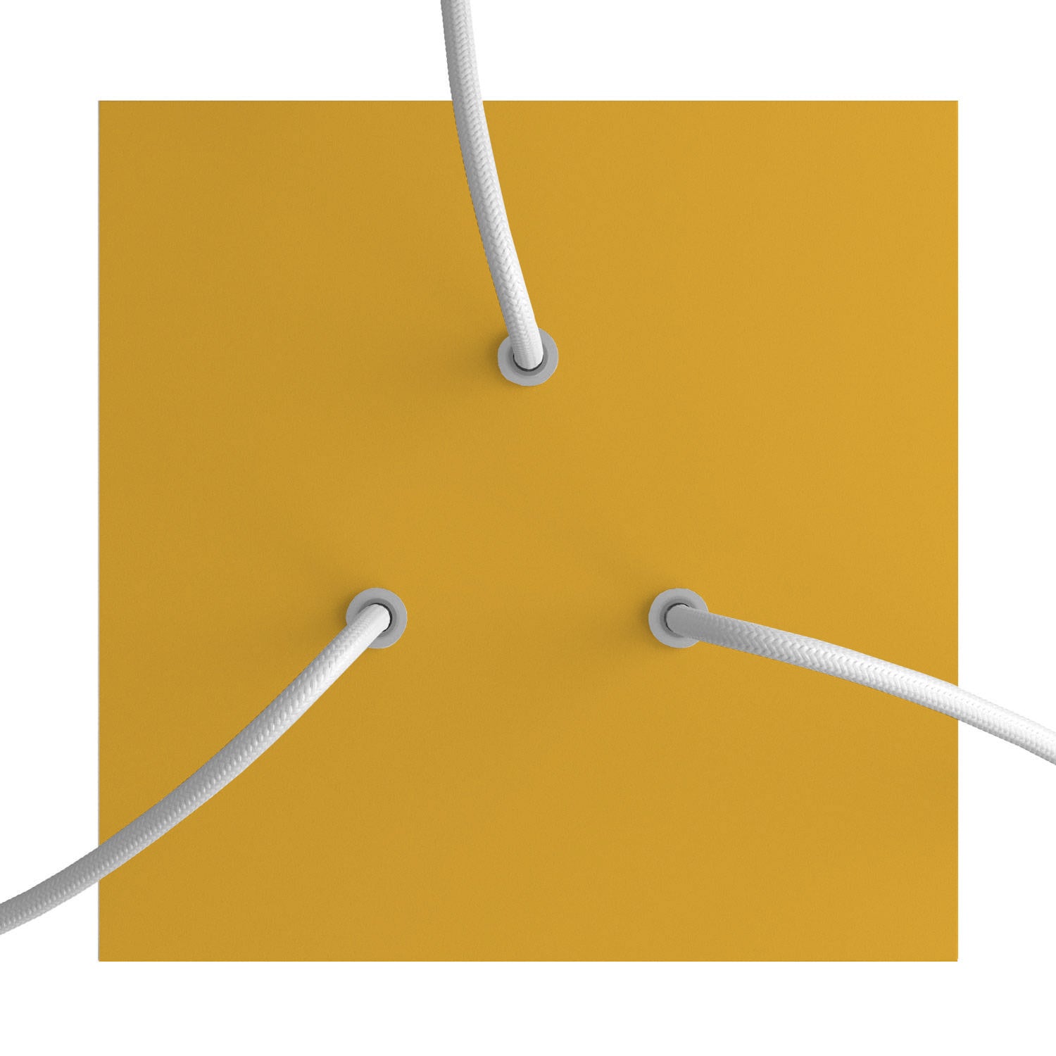 Rosone Rose - One quadrato, 200 mm con 3 fori e 4 fori laterali - Mostarda - Creative Cables