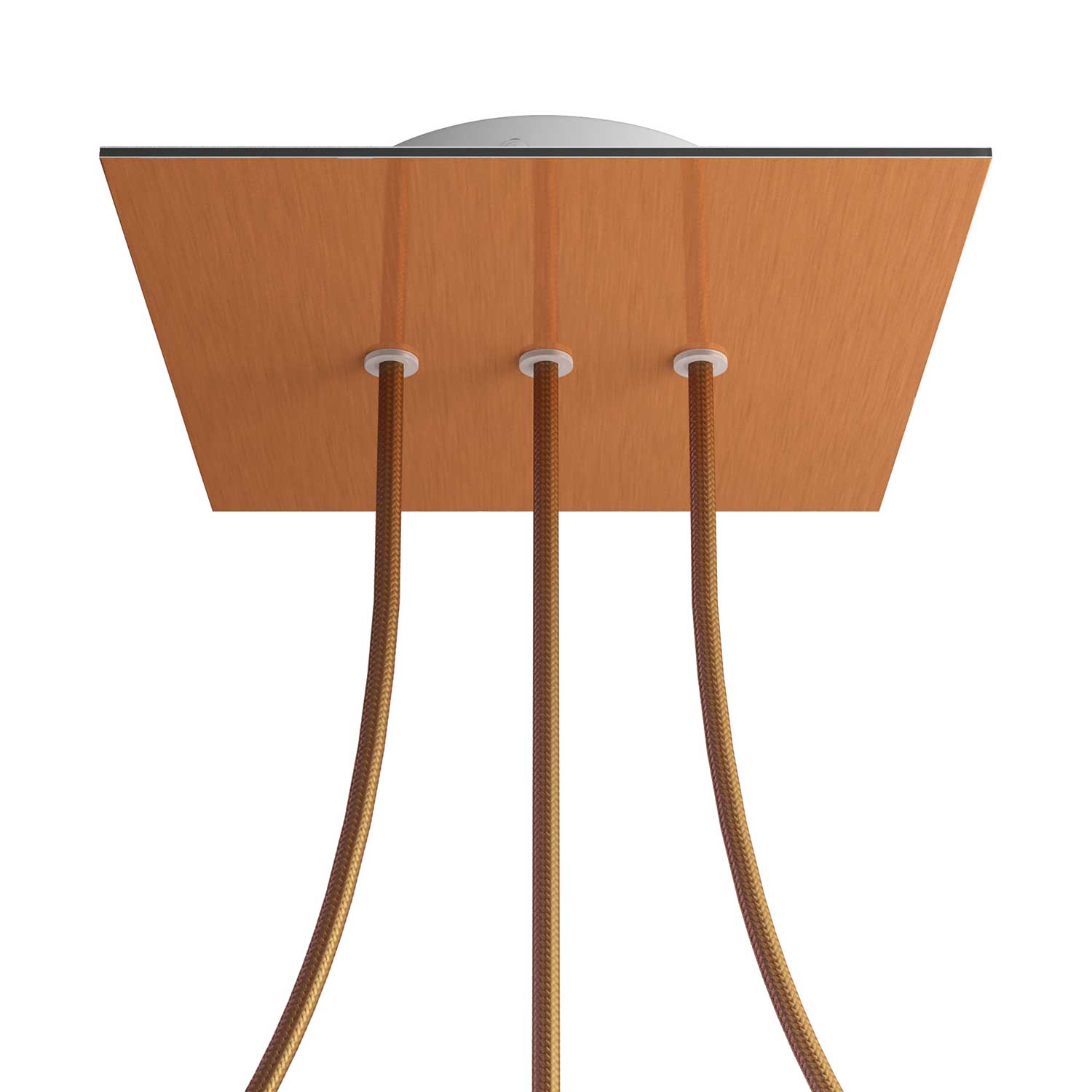 Rosone Rose-One quadrato, 200 mm con 3 fori in linea e 4 fori laterali - Dibond Rame satinato Bianco