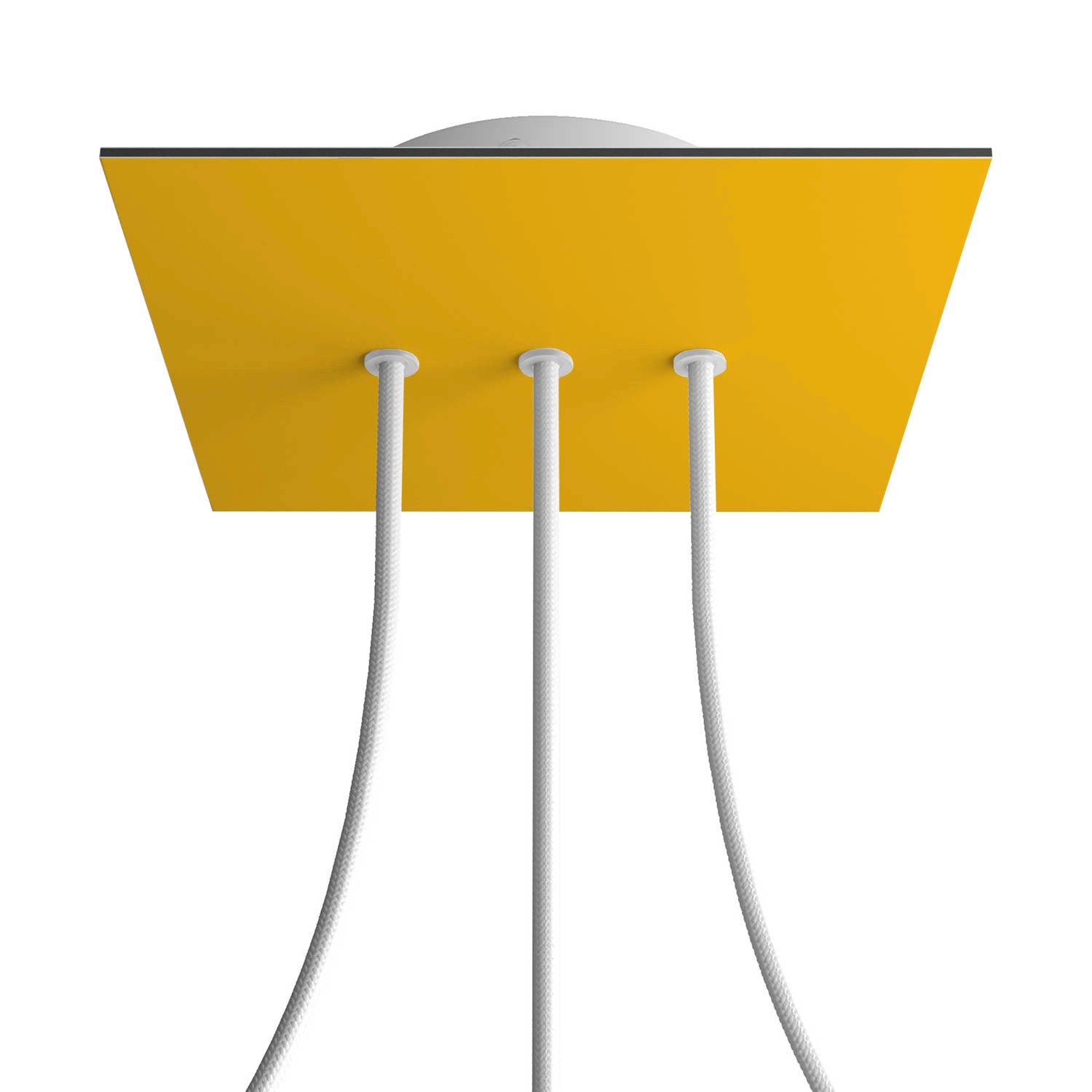 Rosone Rose-One quadrato, 200 mm con 3 fori in linea e 4 fori laterali - Mostarda Bianco