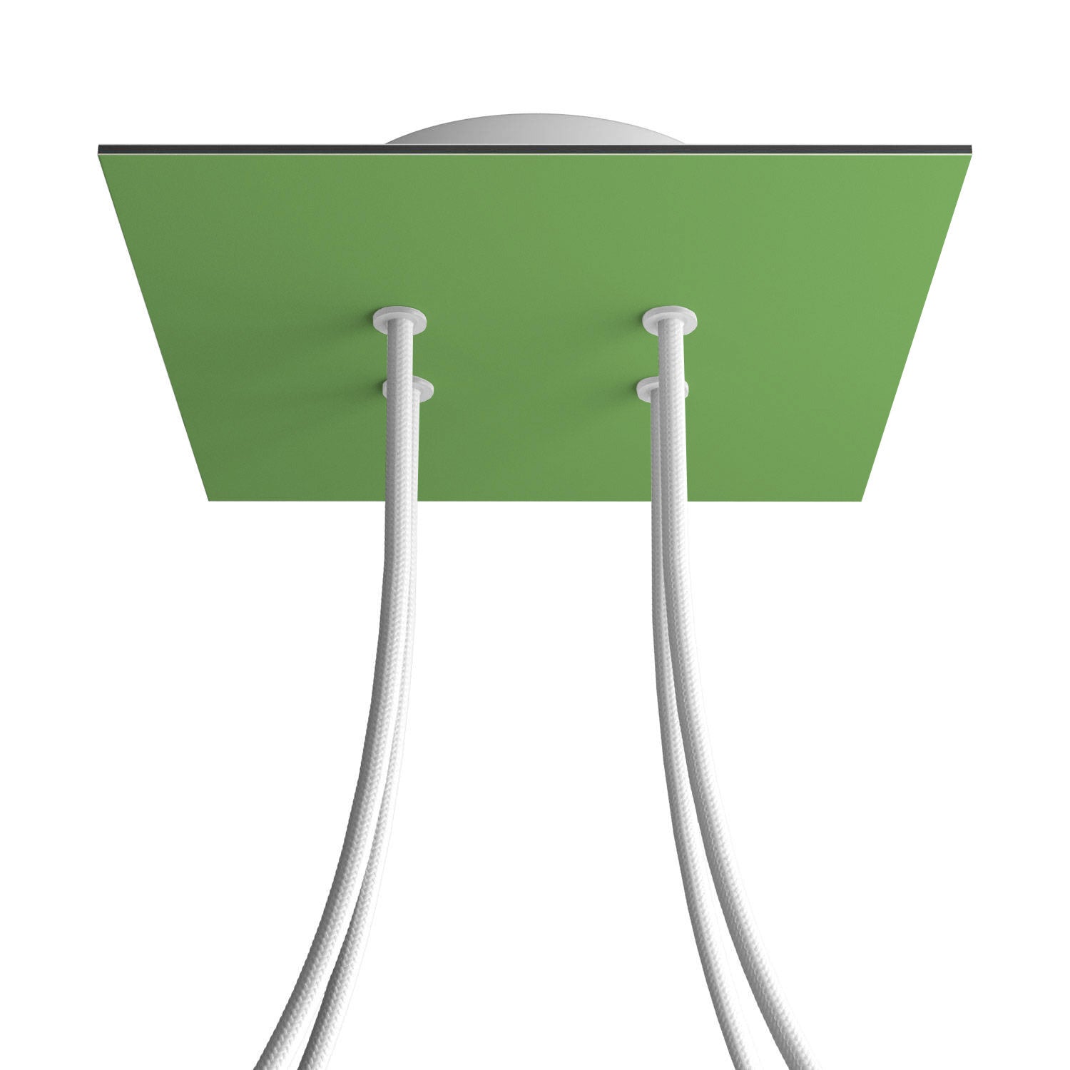 Rosone Rose - One quadrato, 200 mm con 4 fori e 4 fori laterali - Verde prato - Creative Cables