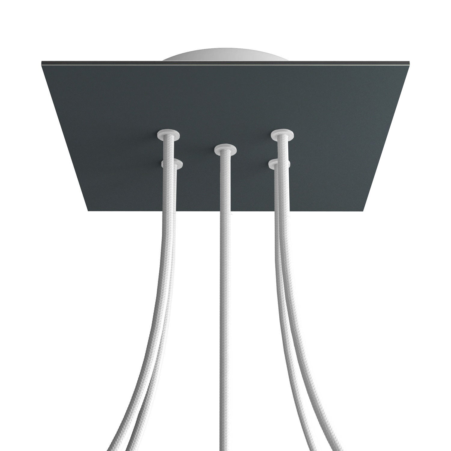 Rosone Rose - One quadrato, 200 mm con 5 fori e 4 fori laterali - Antracite - Creative Cables