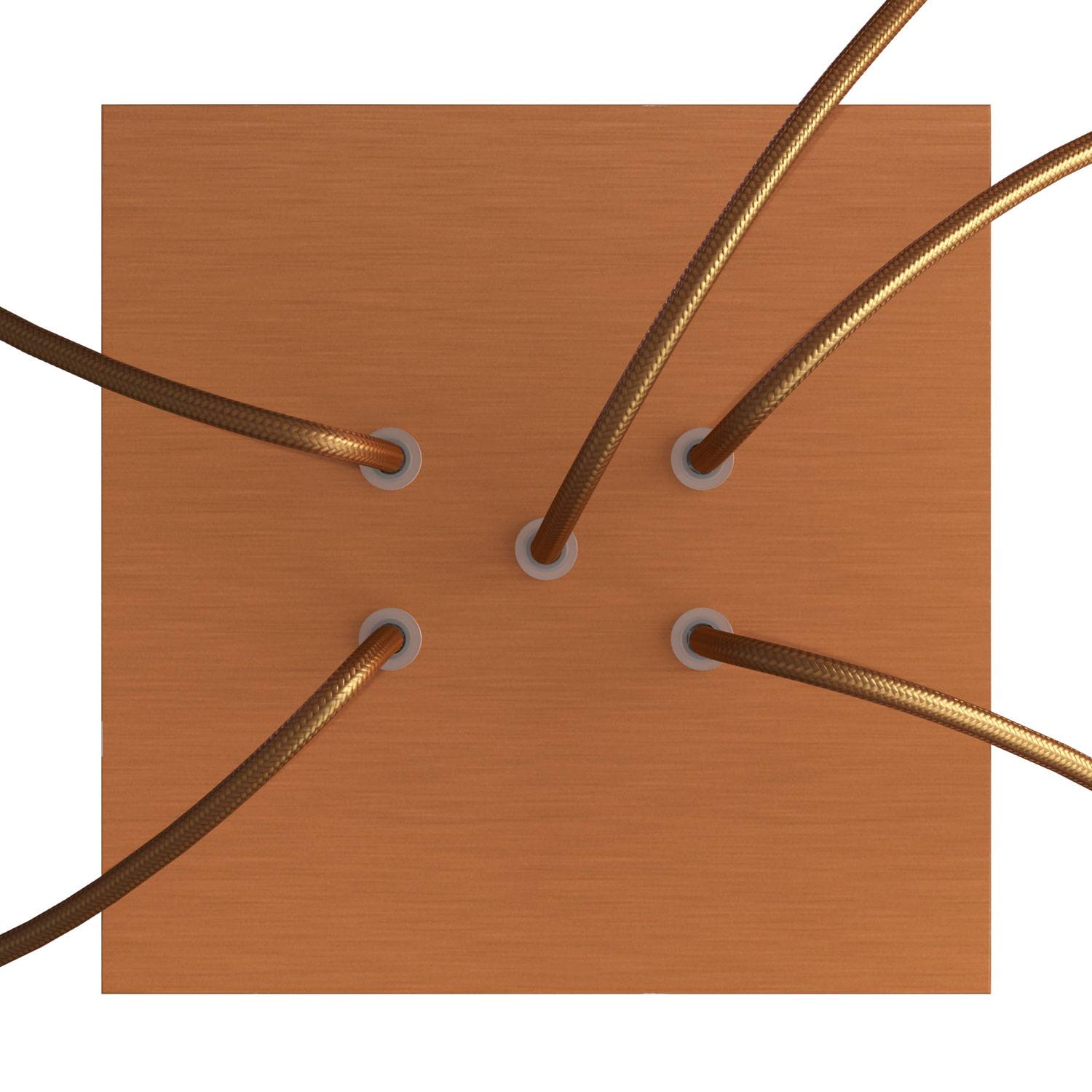 Rosone Rose-One quadrato, 200 mm con 5 fori e 4 fori laterali - Dibond Rame satinato Bianco