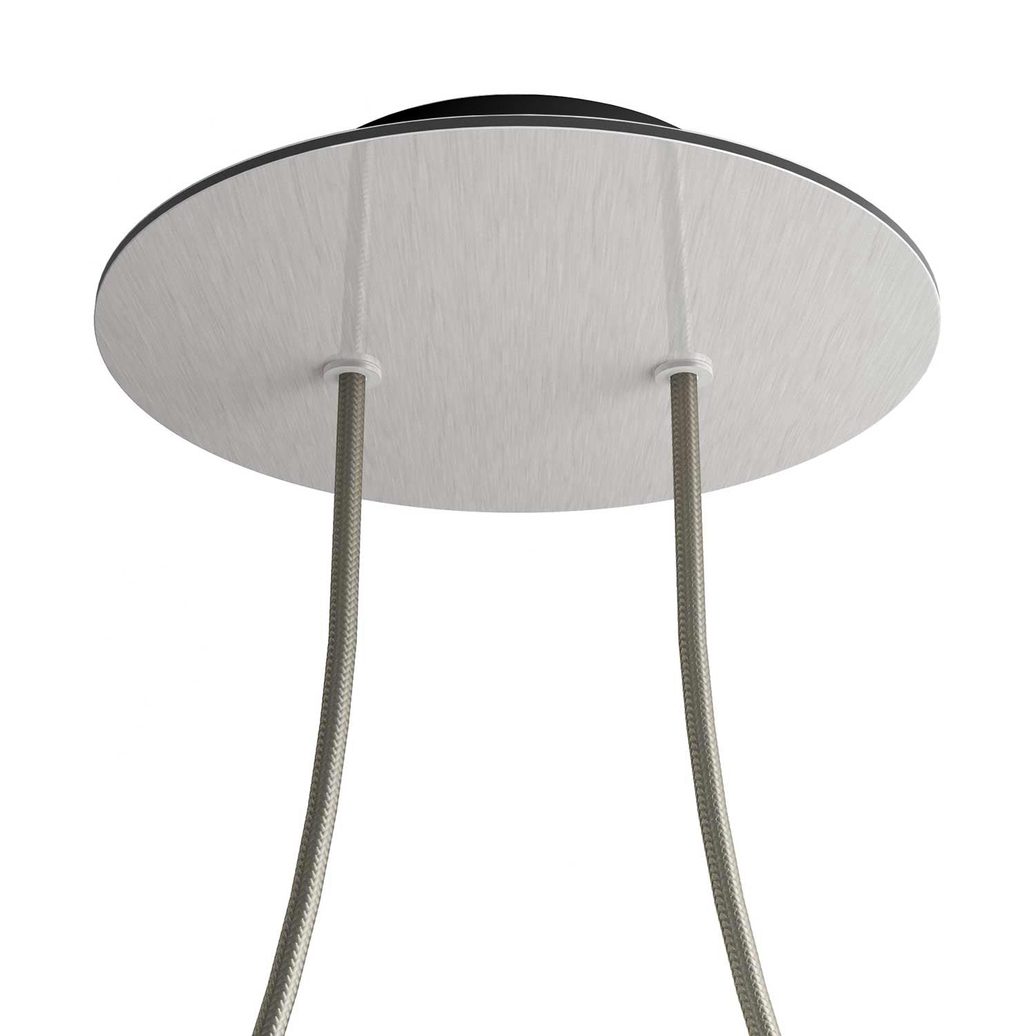 Rosone Rose-One rotondo, diametro 200 mm con 2 fori e 4 fori laterali - Dibond Acciaio satinato Nero