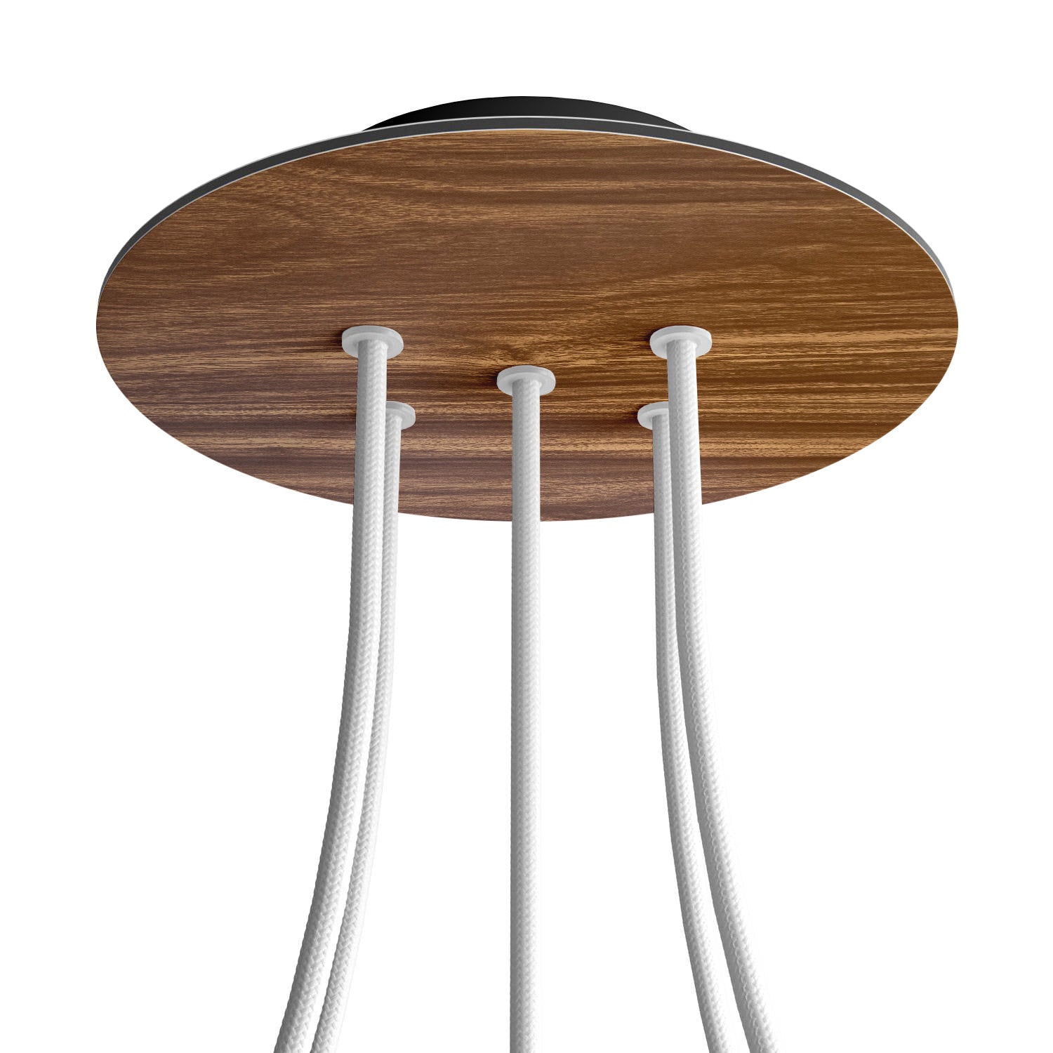 Rosone Rose-One rotondo, diametro 200 mm con 5 fori e 4 fori laterali - Legno Nero