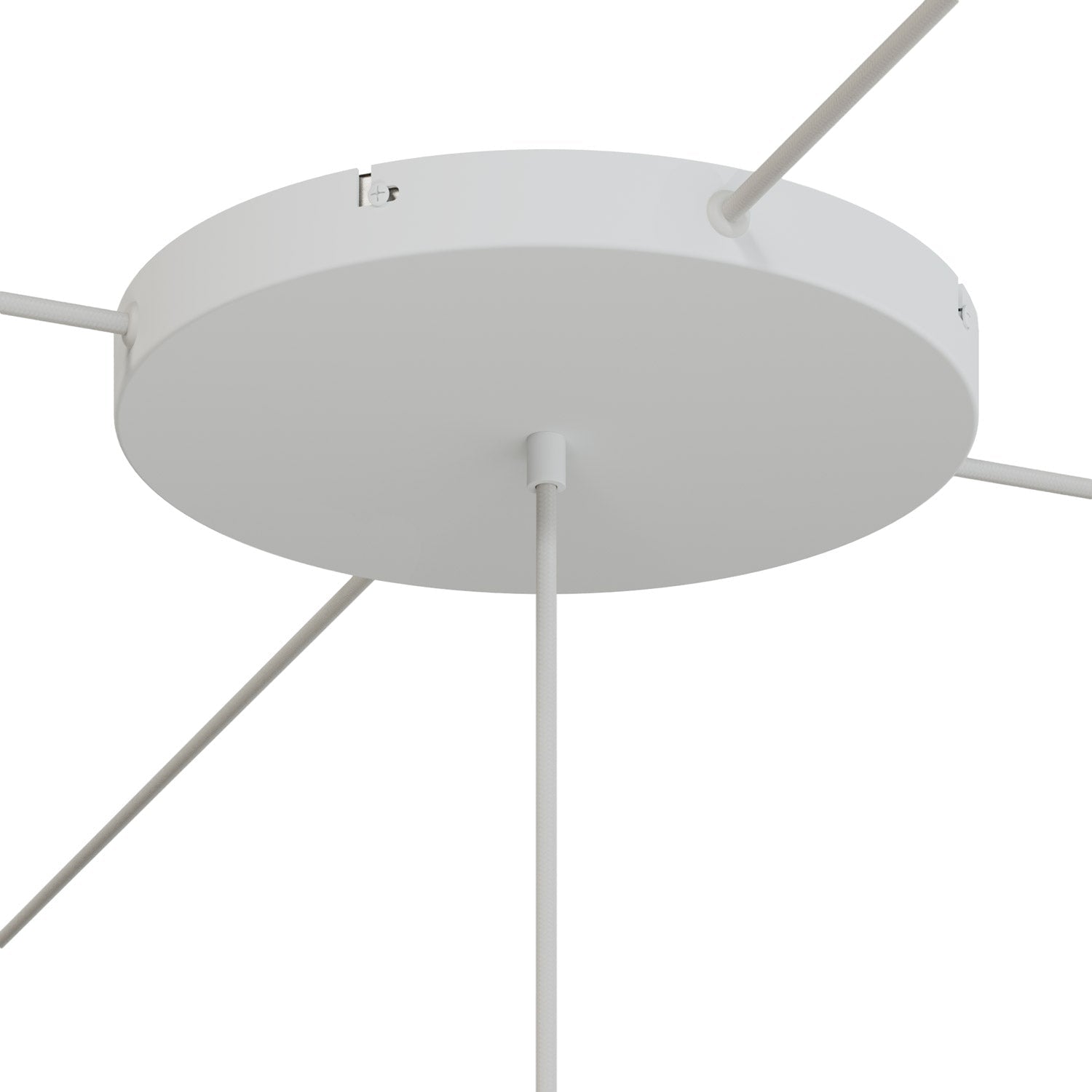 Rosone rotondo in alluminio Ø 30 cm con staffa e cavo di messa a terra, con 1 foro centrale - Bianco Opaco 4
