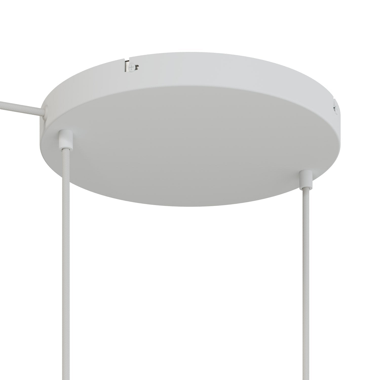Rosone rotondo in alluminio Ø 30 cm con staffa e cavo di messa a terra, con 2 fori frontali - Bianco Opaco 1