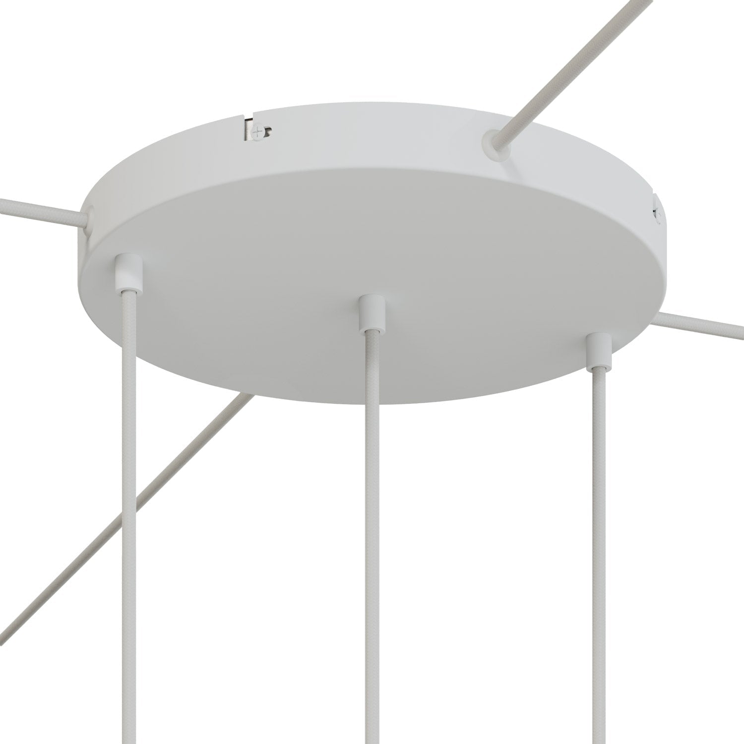 Rosone rotondo in alluminio Ø 30 cm con staffa e cavo di messa a terra, con 3 fori frontali - Bianco Opaco 4