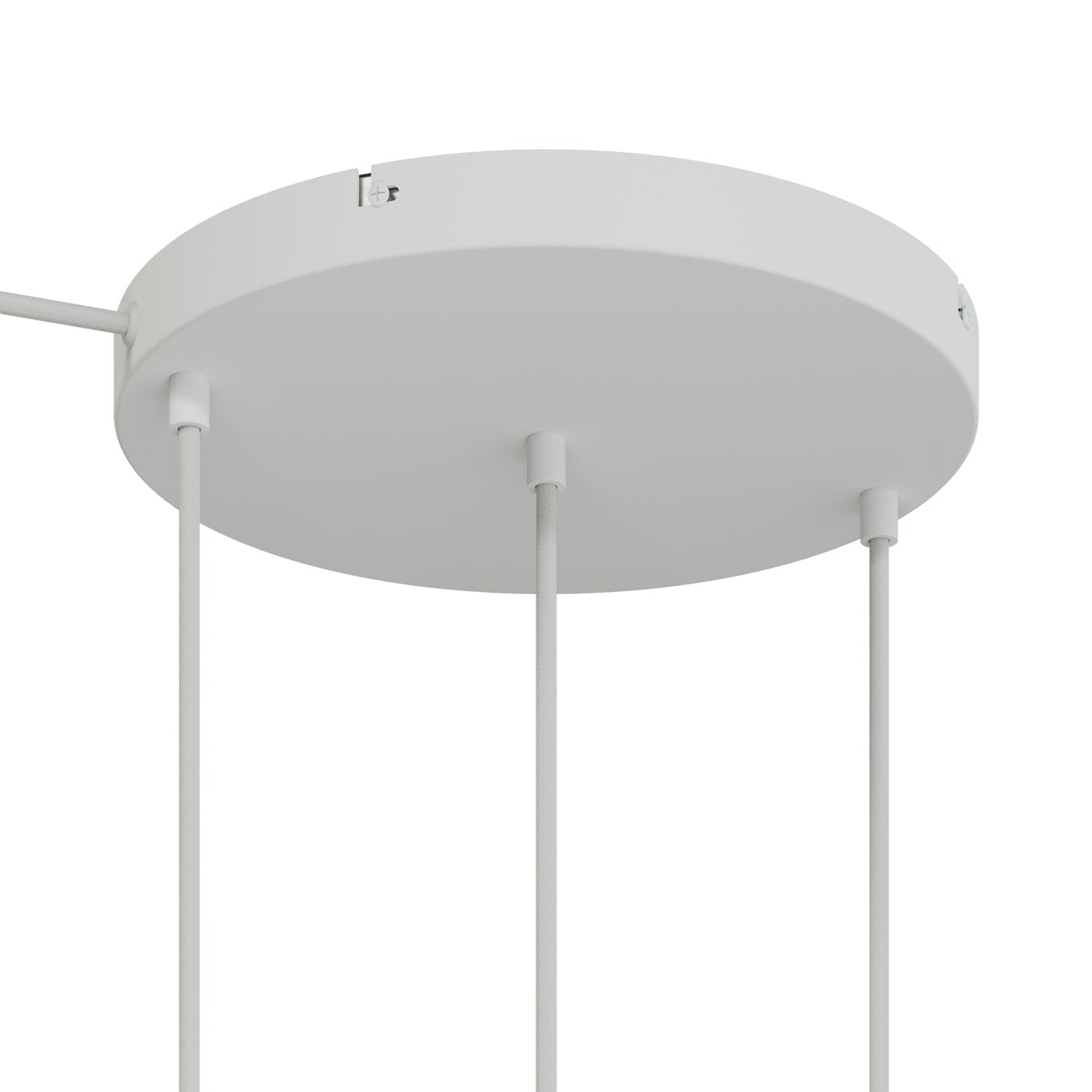 Rosone rotondo in alluminio Ø 30 cm con staffa e cavo di messa a terra, con 3 fori frontali - Bianco Opaco 1