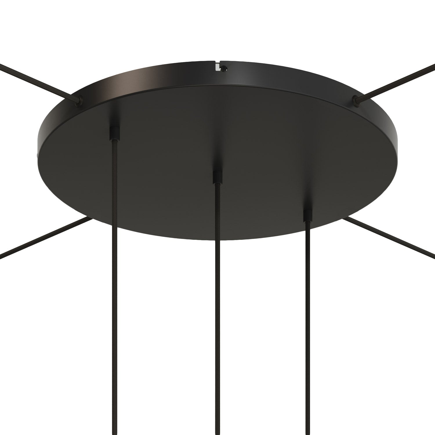 Rosone rotondo in alluminio Ø 50 cm con staffa e cavo di messa a terra, con 3 fori in linea frontali - Nero 4
