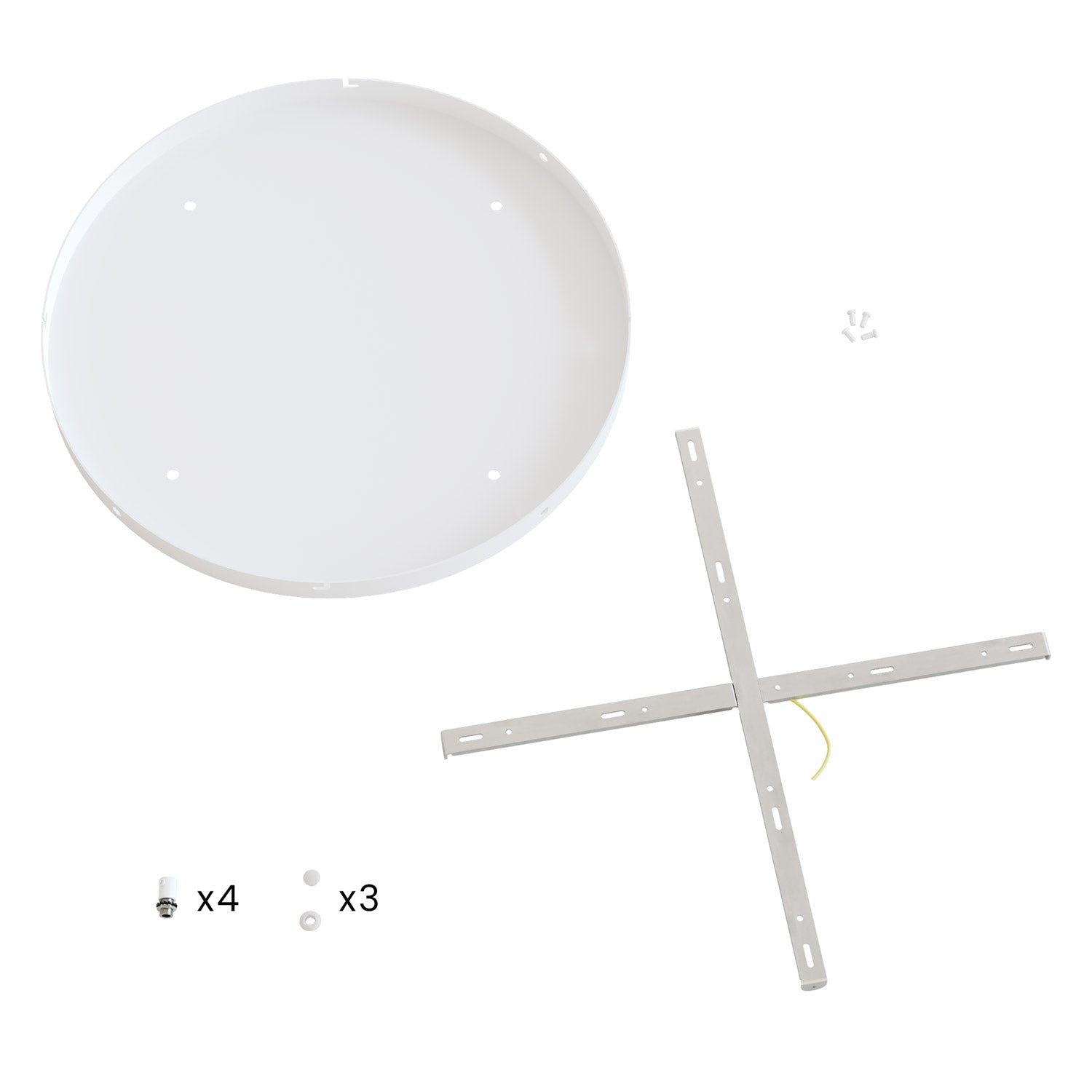 Rosone rotondo in alluminio Ø 50 cm con staffa e cavo di messa a terra, con 4 fori frontali - Bianco Opaco 3