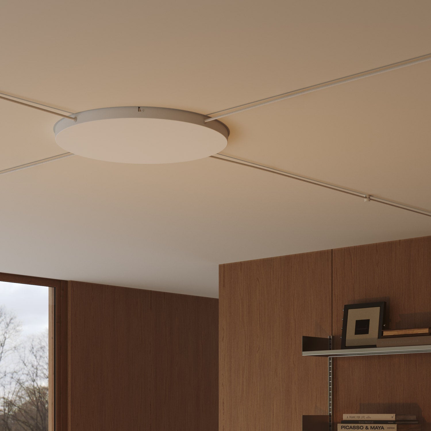 Rosone rotondo in alluminio Ø 50 cm con staffa e cavo di messa a terra, con 4 fori laterali - Bianco Opaco