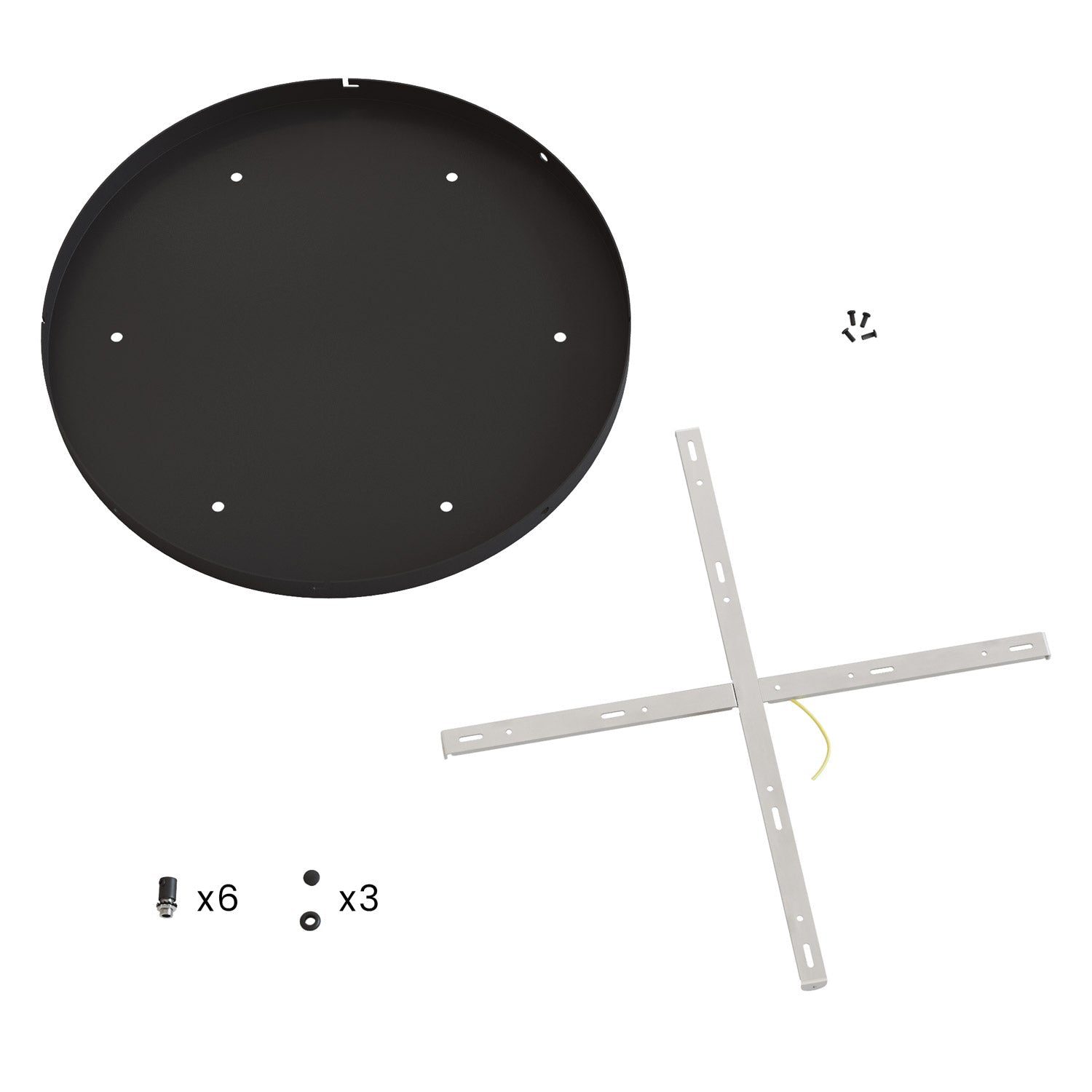 Rosone rotondo in alluminio Ø 50 cm con staffa e cavo di messa a terra, con 6 fori frontali - Nero 3