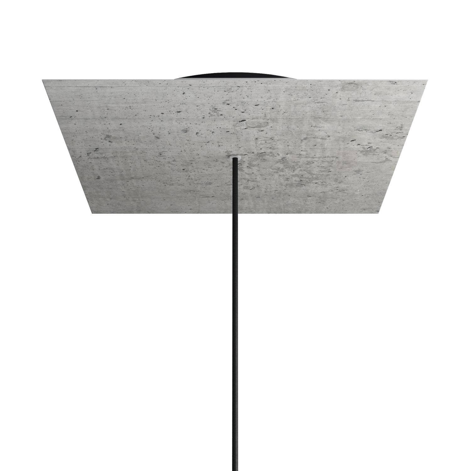 Rosone XXL Rose-One quadrato, 400 mm con 1 foro e 4 fori laterali - Cemento Nero