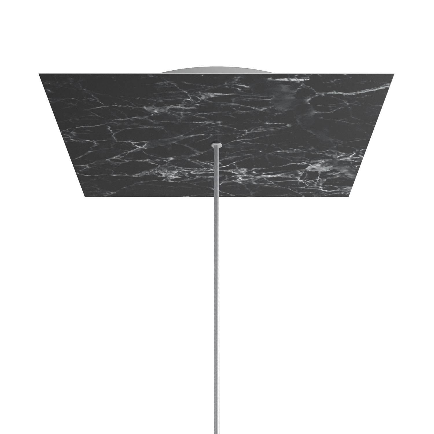 Rosone XXL Rose-One quadrato, 400 mm con 1 foro e 4 fori laterali - Marmo Marquina Bianco