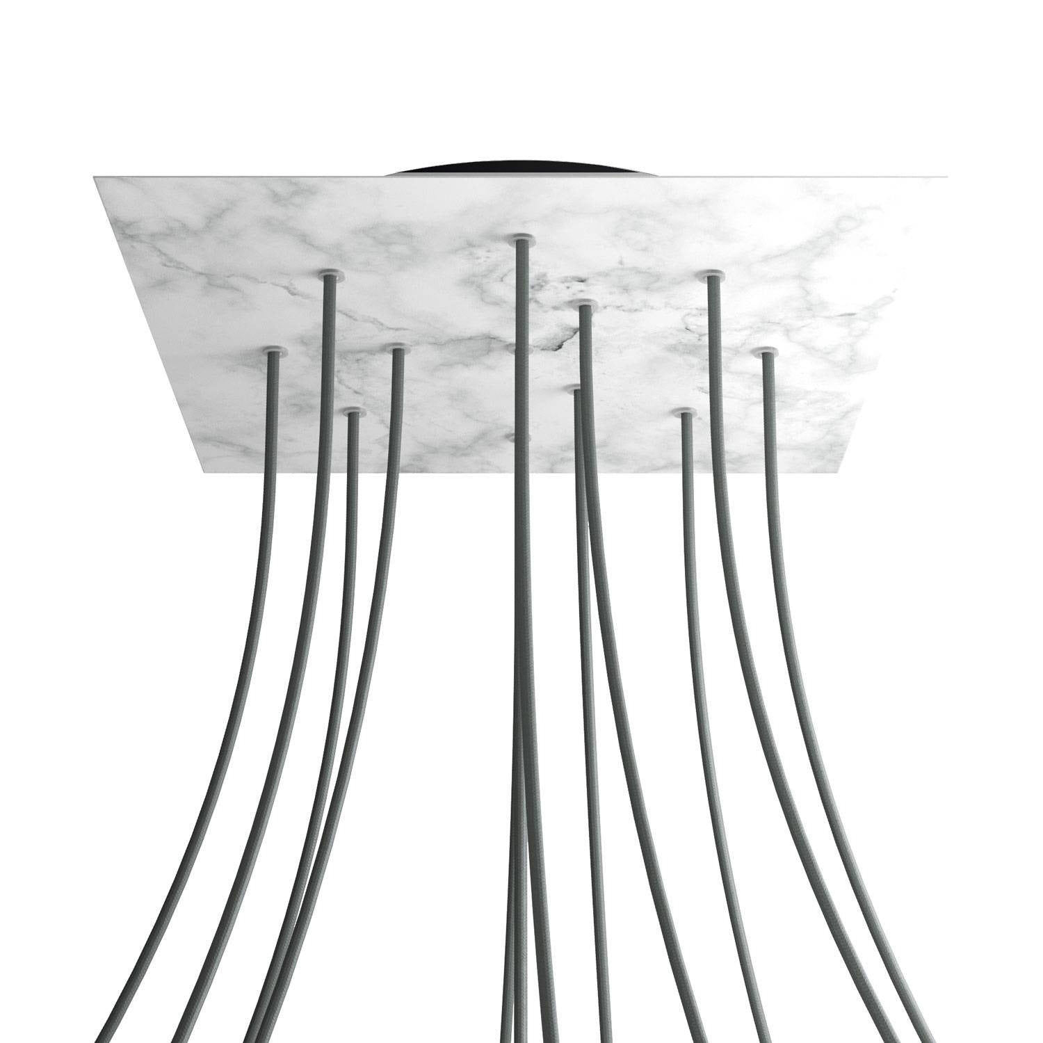 Rosone XXL Rose-One quadrato, 400 mm con 12 fori e 4 fori laterali - Marmo Carrara Nero