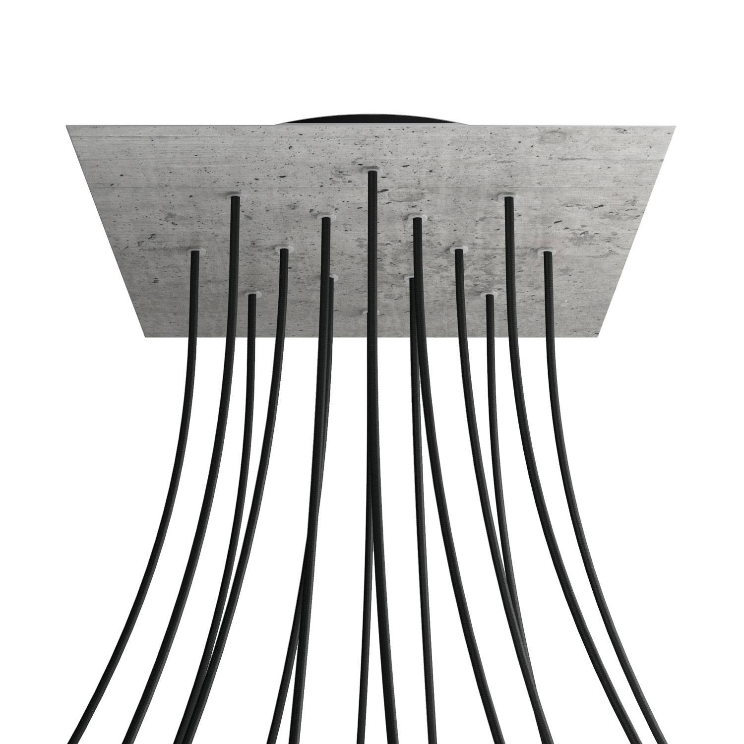 Rosone XXL Rose-One quadrato, 400 mm con 14 fori e 4 fori laterali - Cemento Nero