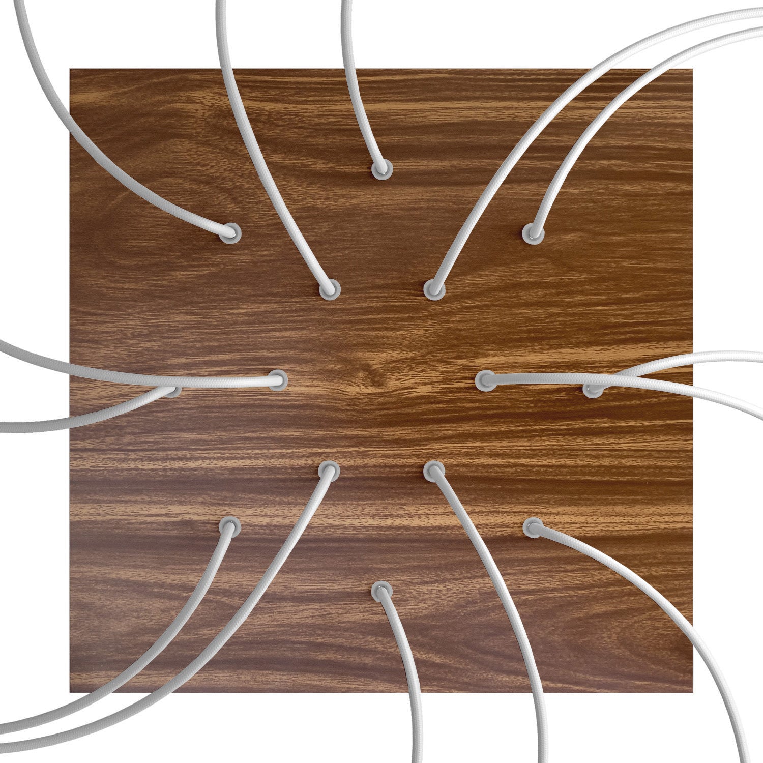 Rosone XXL Rose-One quadrato, 400 mm con 14 fori e 4 fori laterali - Legno Bianco