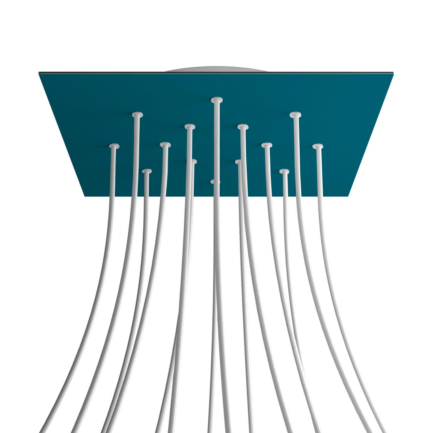 Rosone XXL Rose - One quadrato, 400 mm con 14 fori e 4 fori laterali - Petrolio - Creative Cables