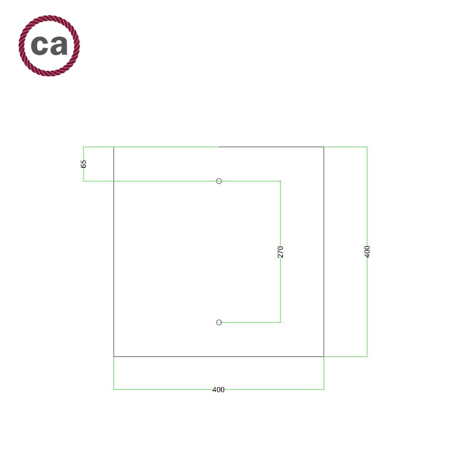 Rosone XXL Rose-One quadrato, 400 mm con 2 fori e 4 fori laterali - Dibond Rame satinato Bianco