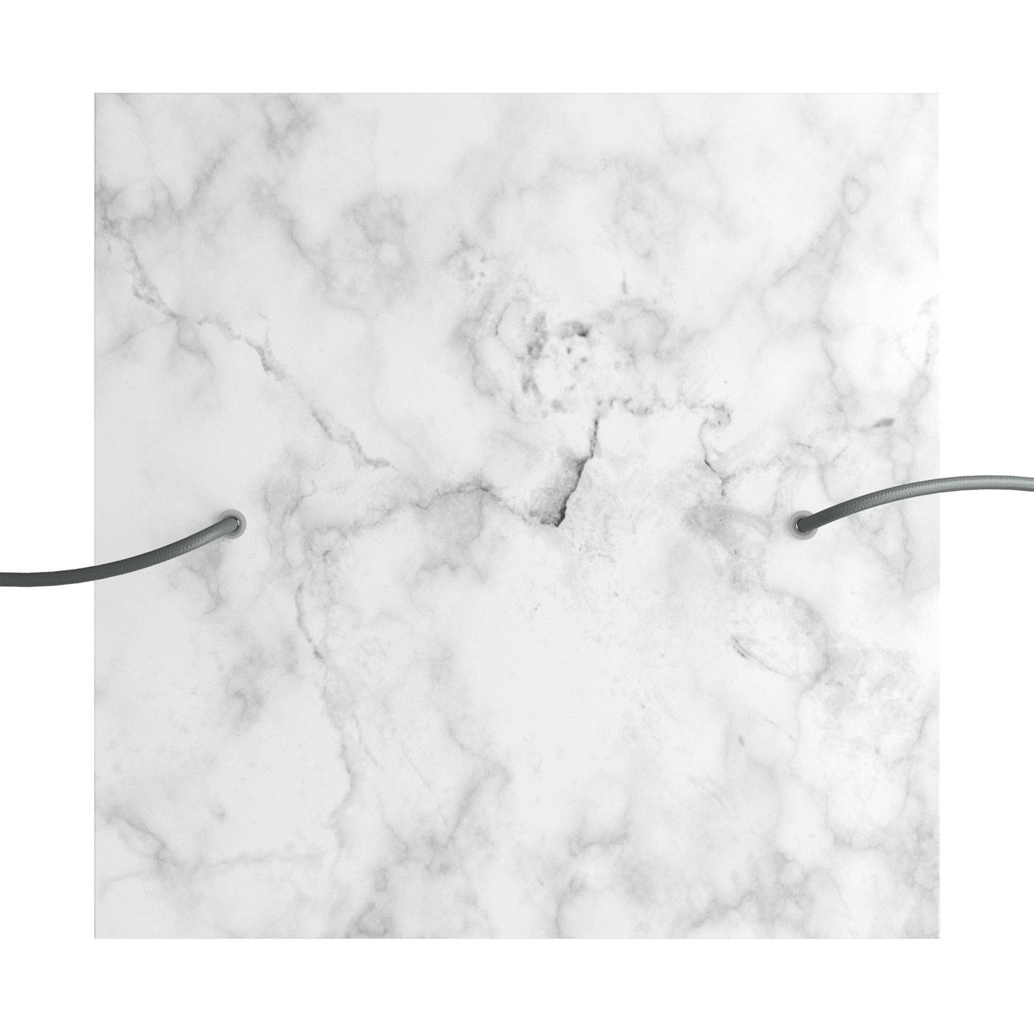 Rosone XXL Rose-One quadrato, 400 mm con 2 fori e 4 fori laterali - Marmo Carrara Bianco