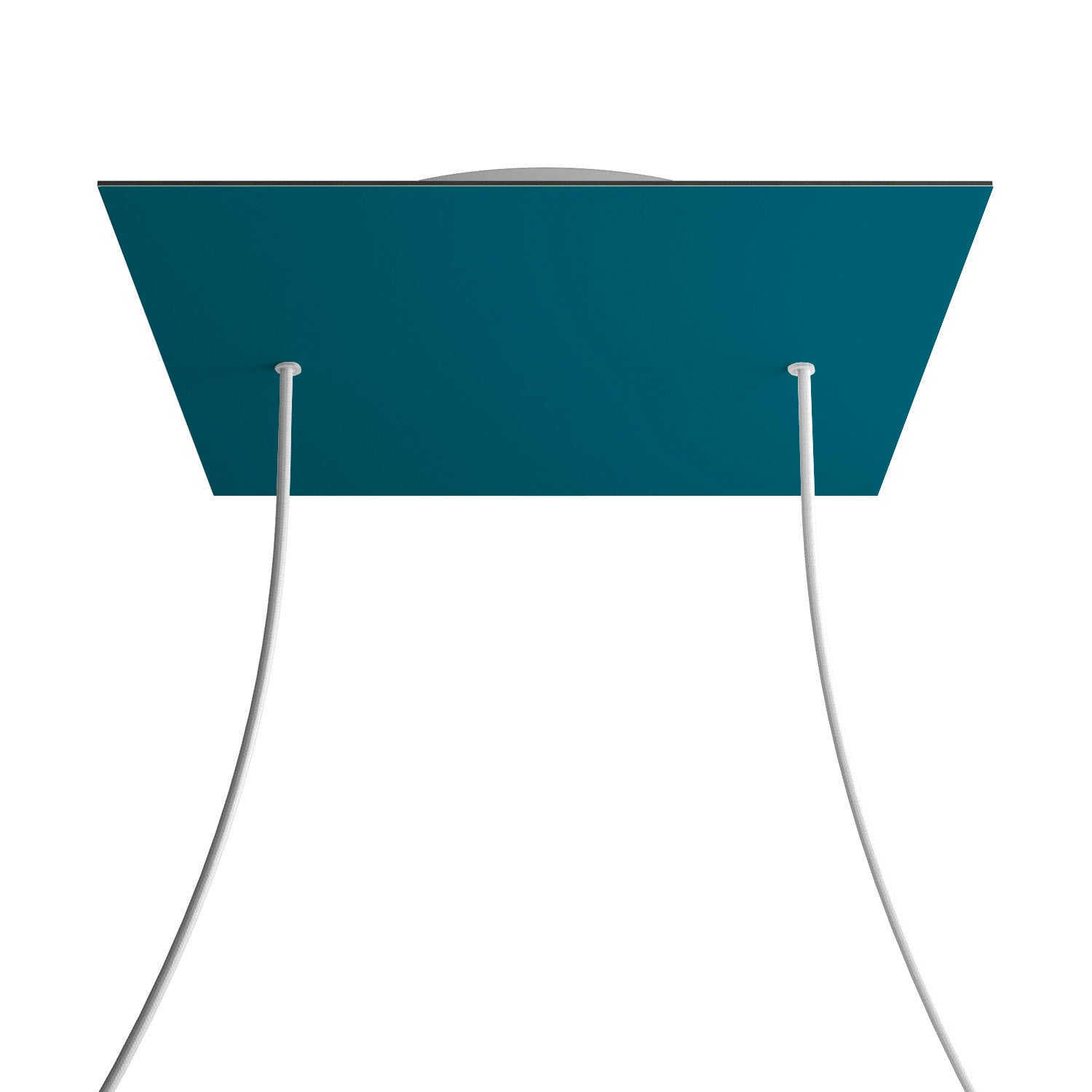 Rosone XXL Rose - One quadrato, 400 mm con 2 fori e 4 fori laterali - Petrolio - Creative Cables